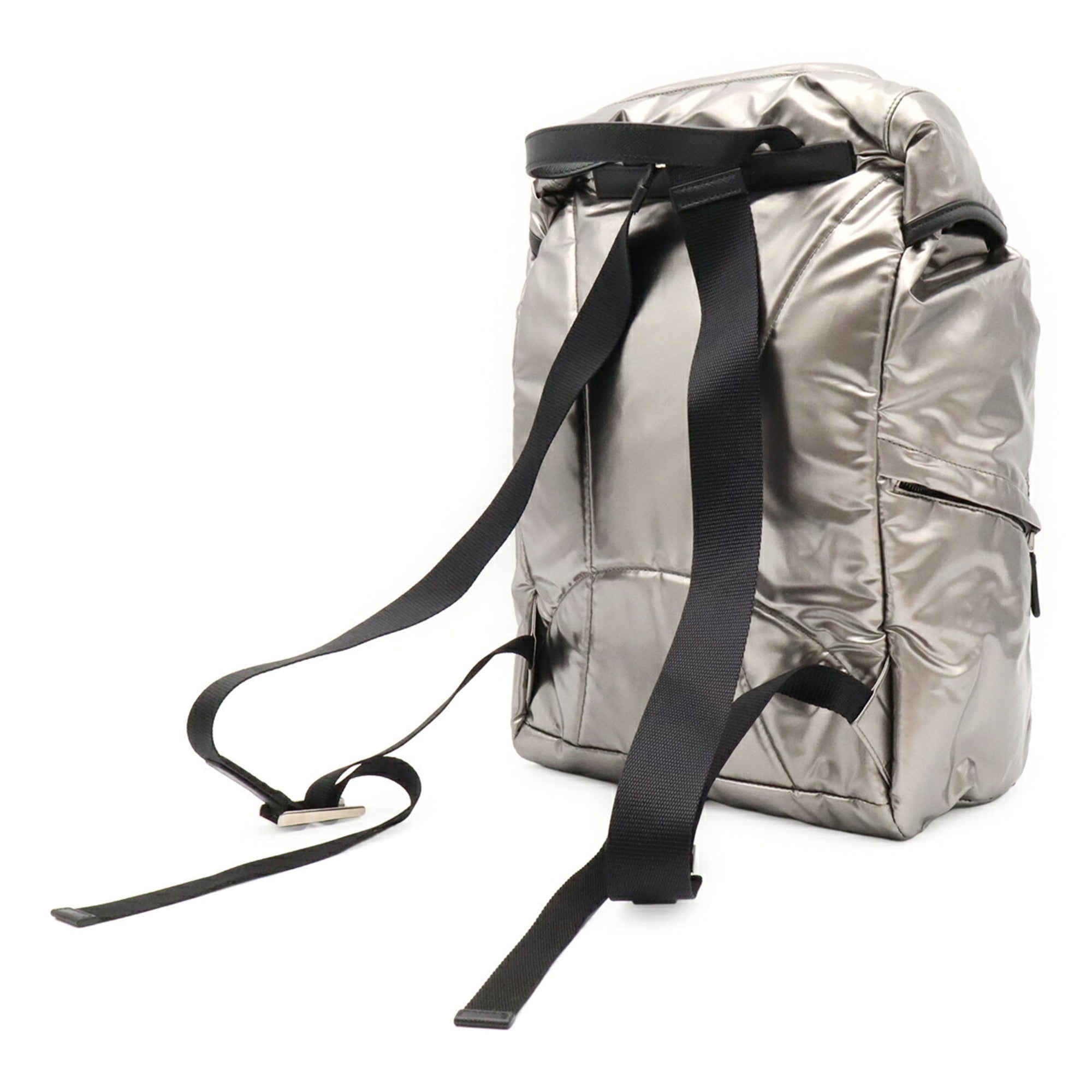 Prada Metallic Silver Nylon Backpack Shoulder Bag (Pre-Owned)