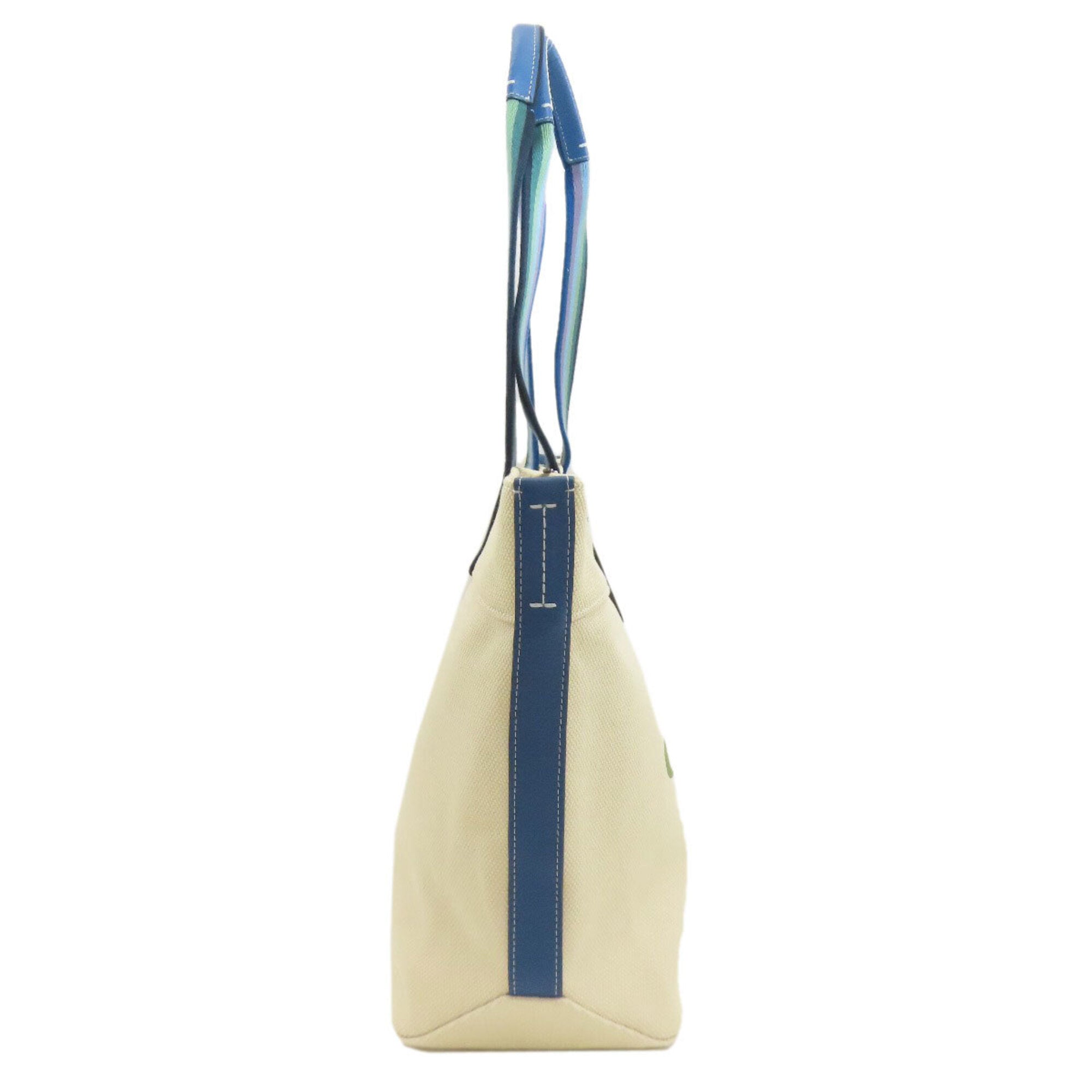 Coach Beige Blue Canvas Tote Bag (Pre-Owned)