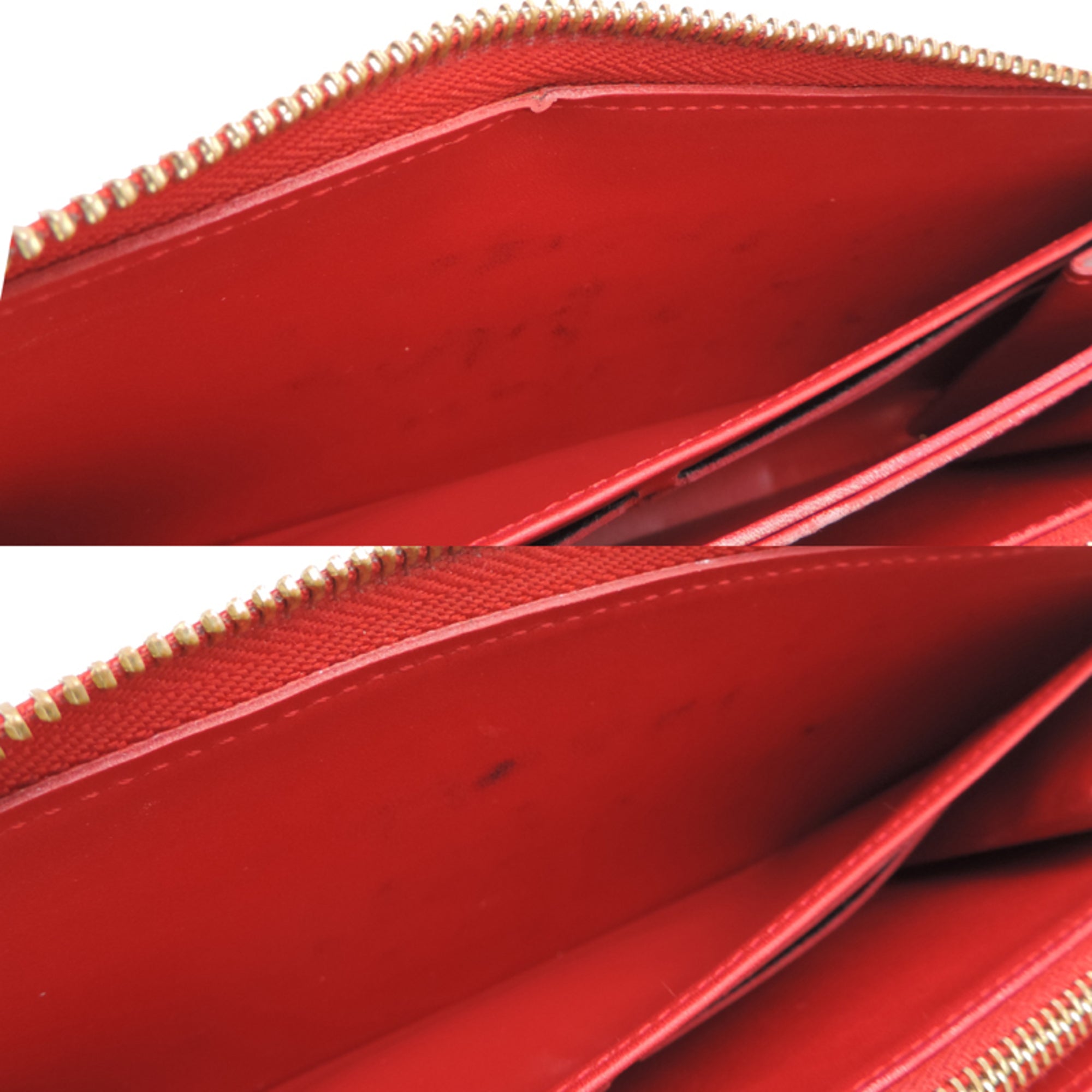Louis Vuitton Red Color Rouge White Vernis Long Wallet (Bi-Fold) (Pre-Owned)