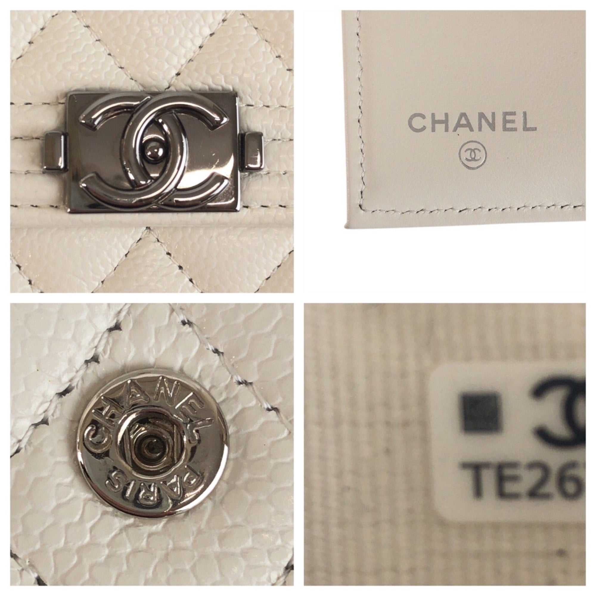 Chanel White Leather Wallet (Tri-Fold) (Pre-Owned)