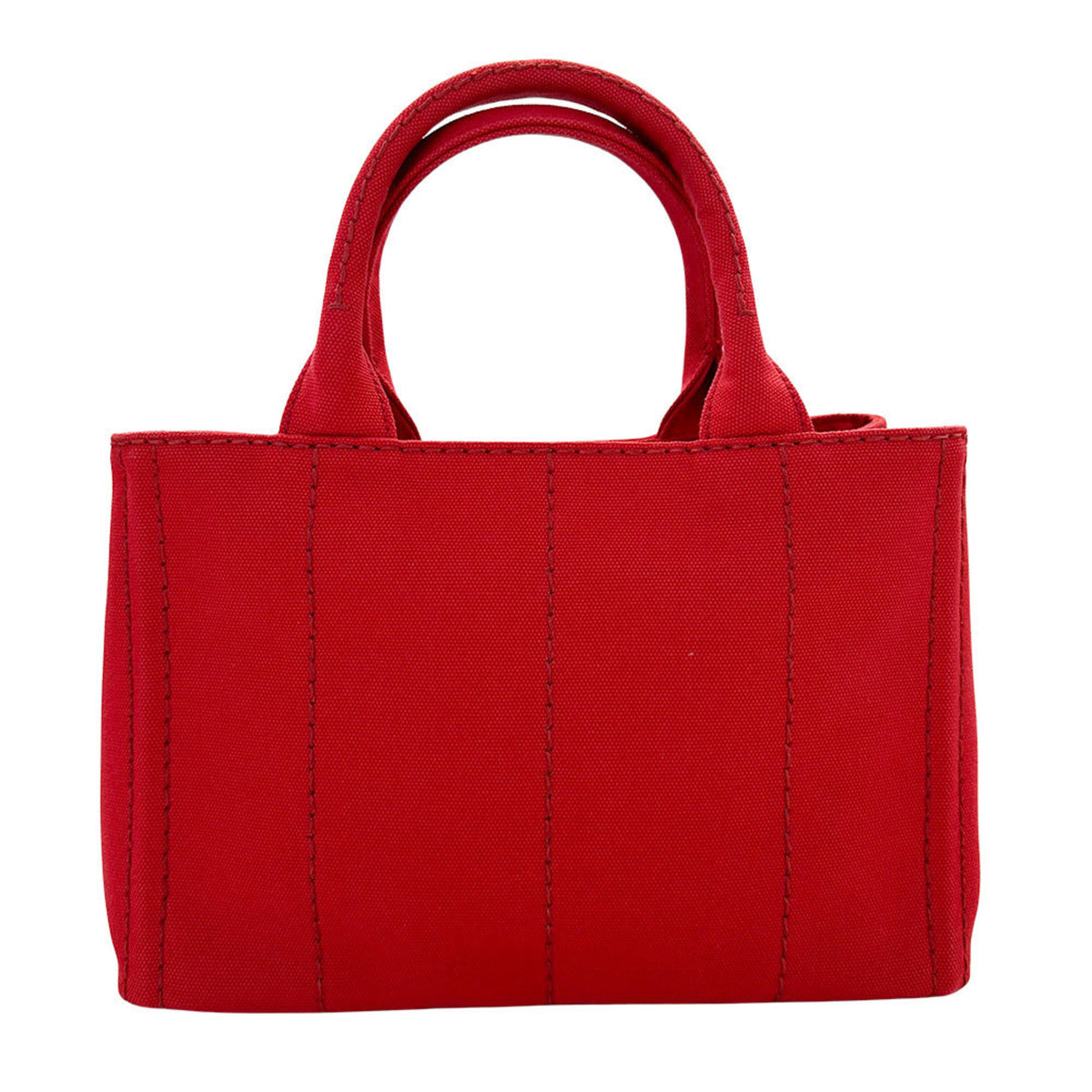 Prada Red Color Canvas Handbag Shoulder Bag (Pre-Owned)