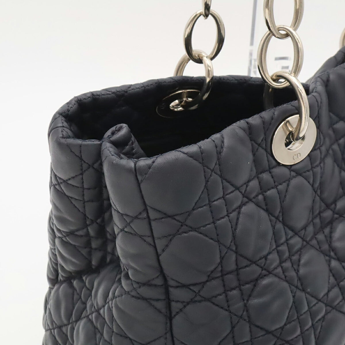 Christian Dior Black Leather Shoulder Bag Tote Bag (Pre-Owned)
