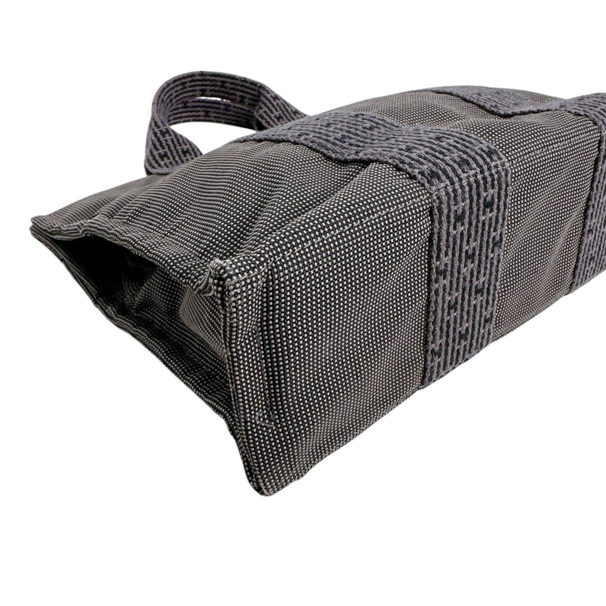 Hermes Her Line Gray Canvas Tote Bag (Pre-Owned)