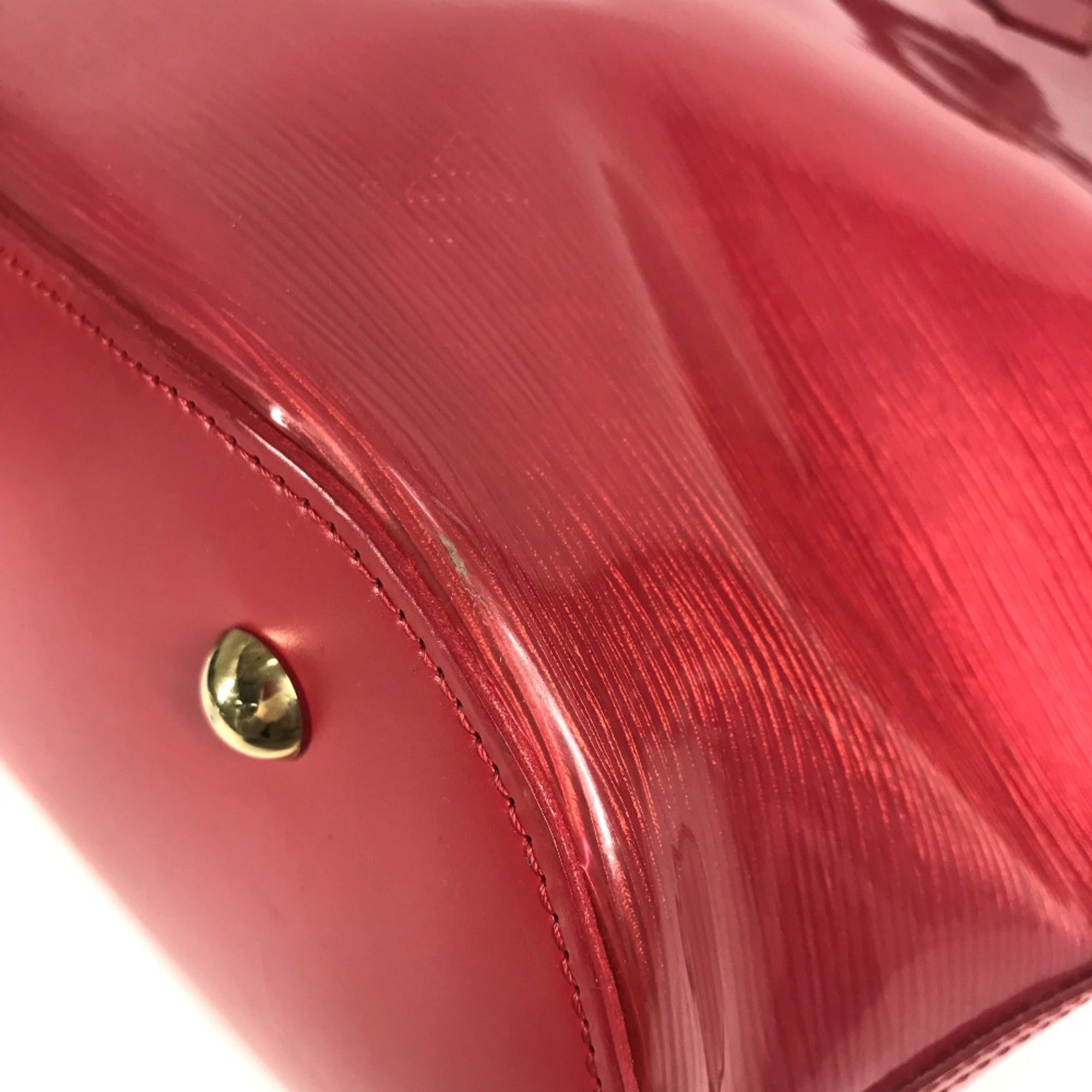 Louis Vuitton Red Color Vinyl Leather Handbag Tote Bag (Pre-Owned)