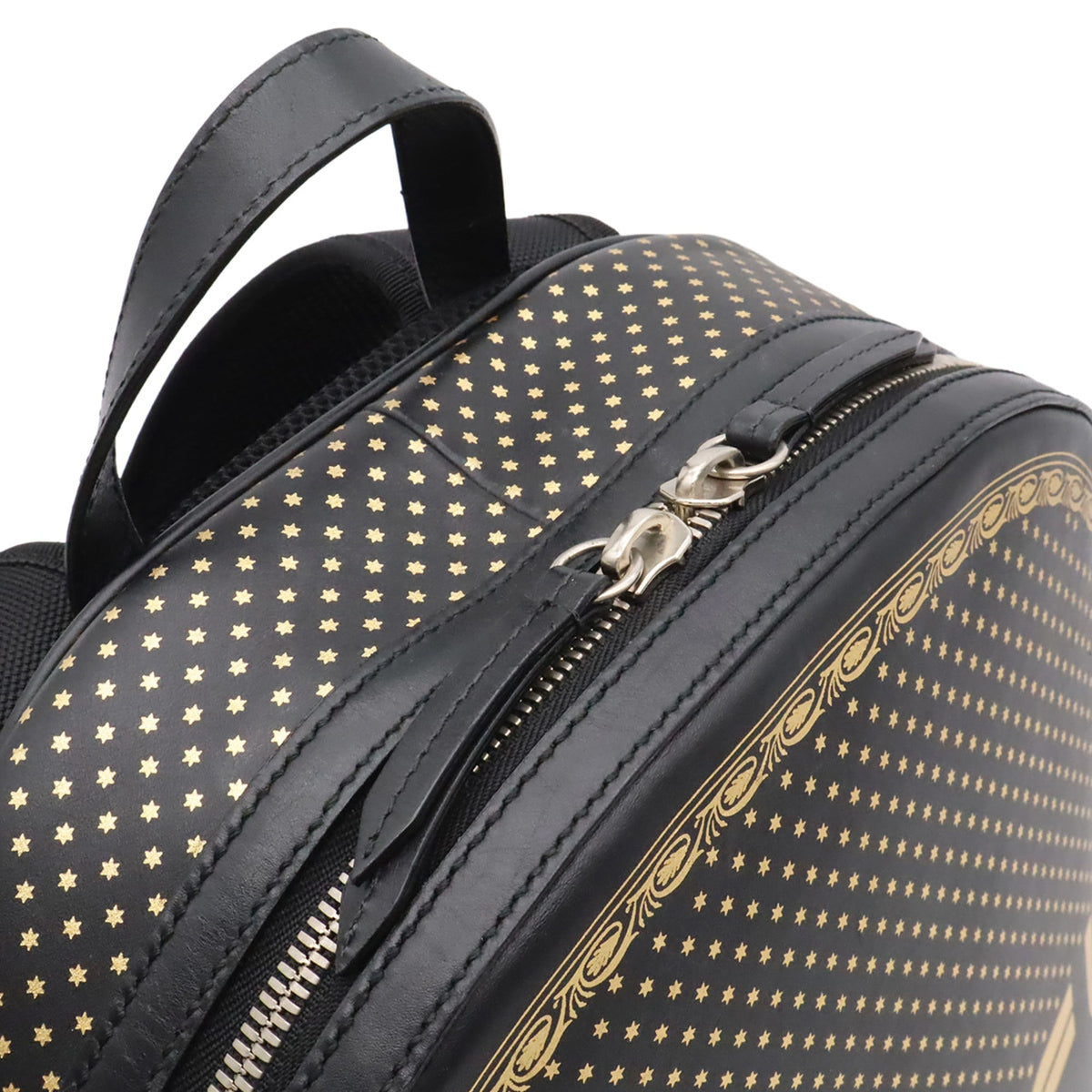 Gucci Black Gold Leather Backpack (Pre-Owned)