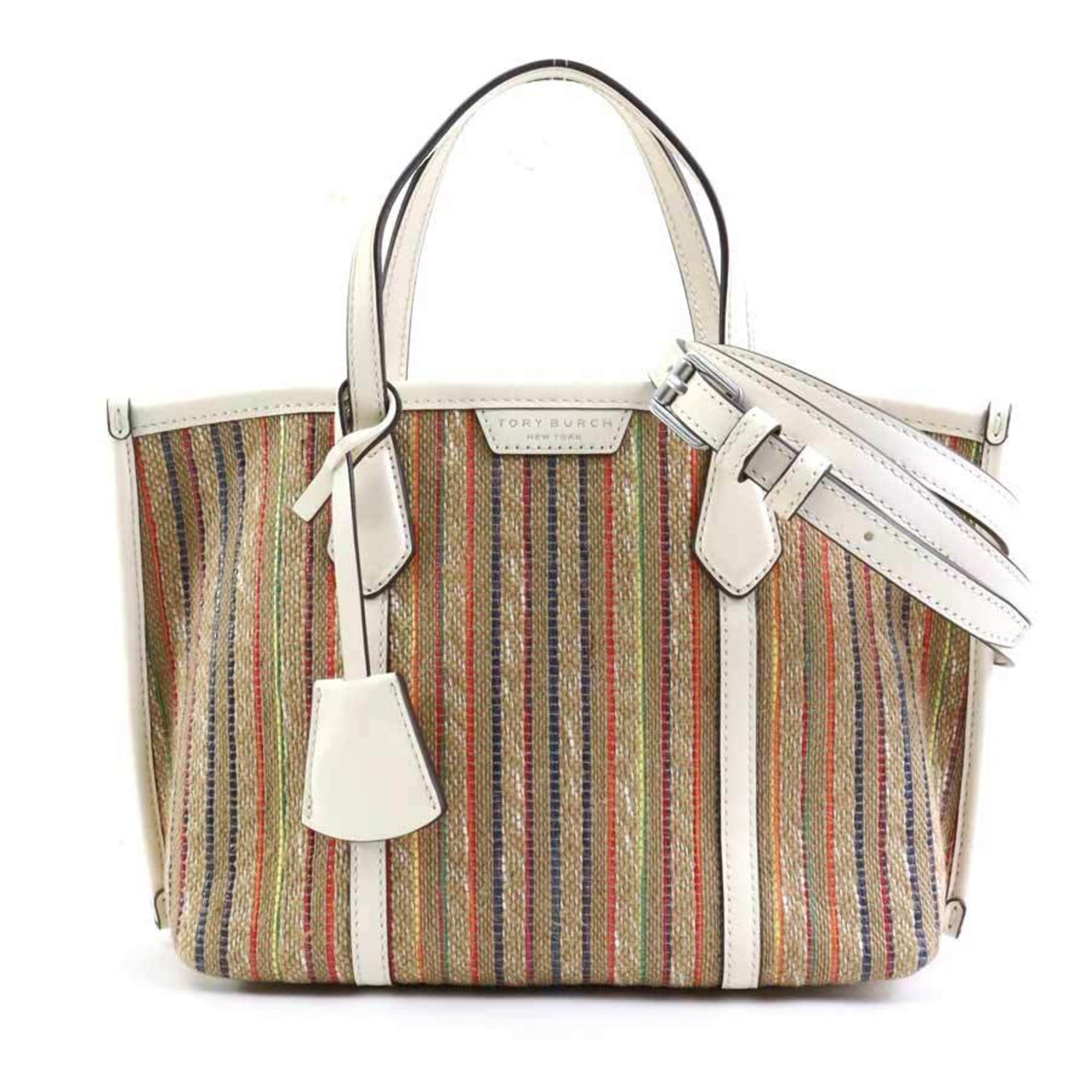 Tory Burch Multi-Color Raffia Leather Handbag Shoulder Bag (Pre-Owned)
