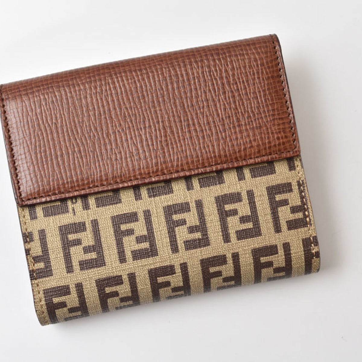 Fendi Beige Brown Brown Pvc Leather Wallet (Bi-Fold) (Pre-Owned)
