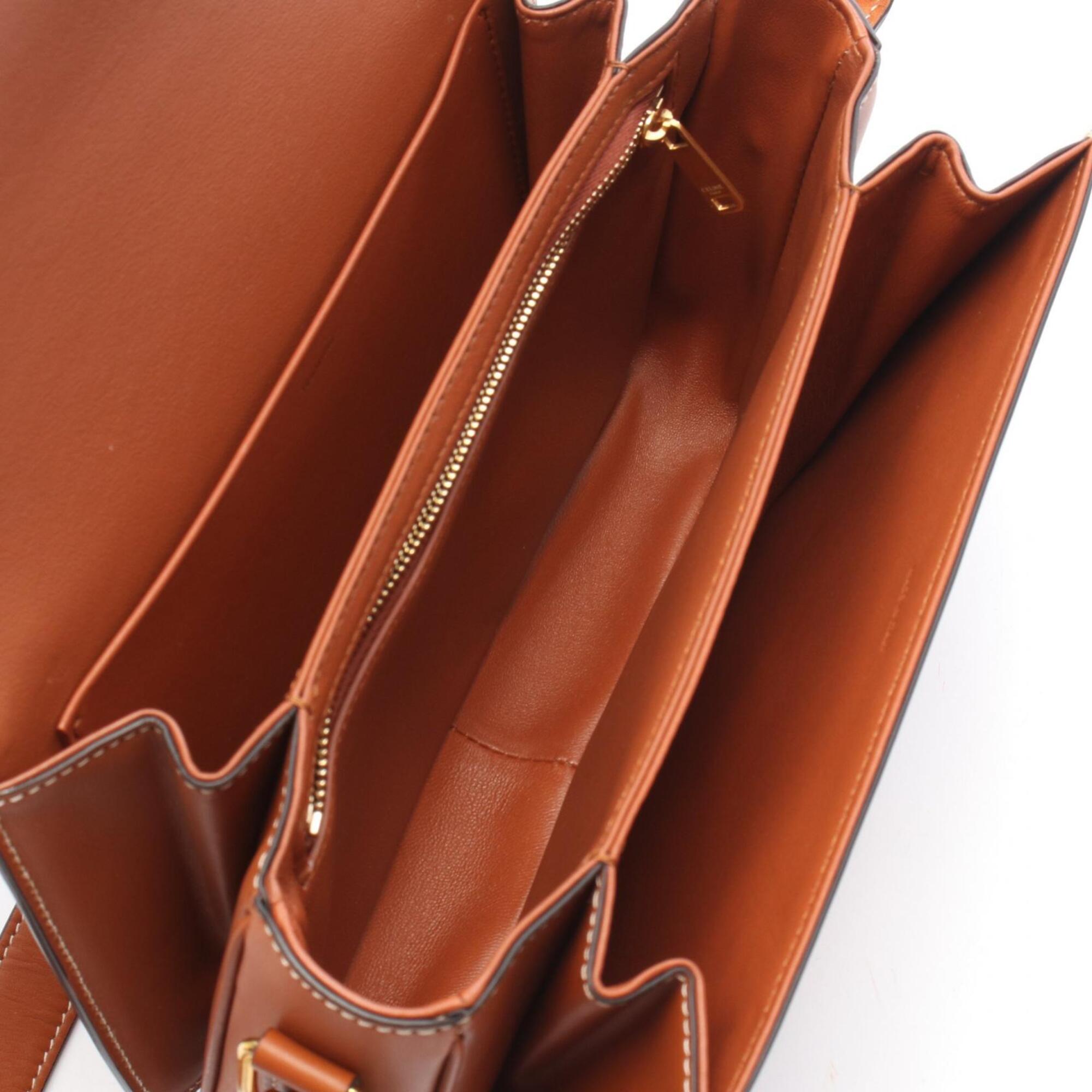 Celine Brown Fabric Leather Handbag Shoulder Bag (Pre-Owned)