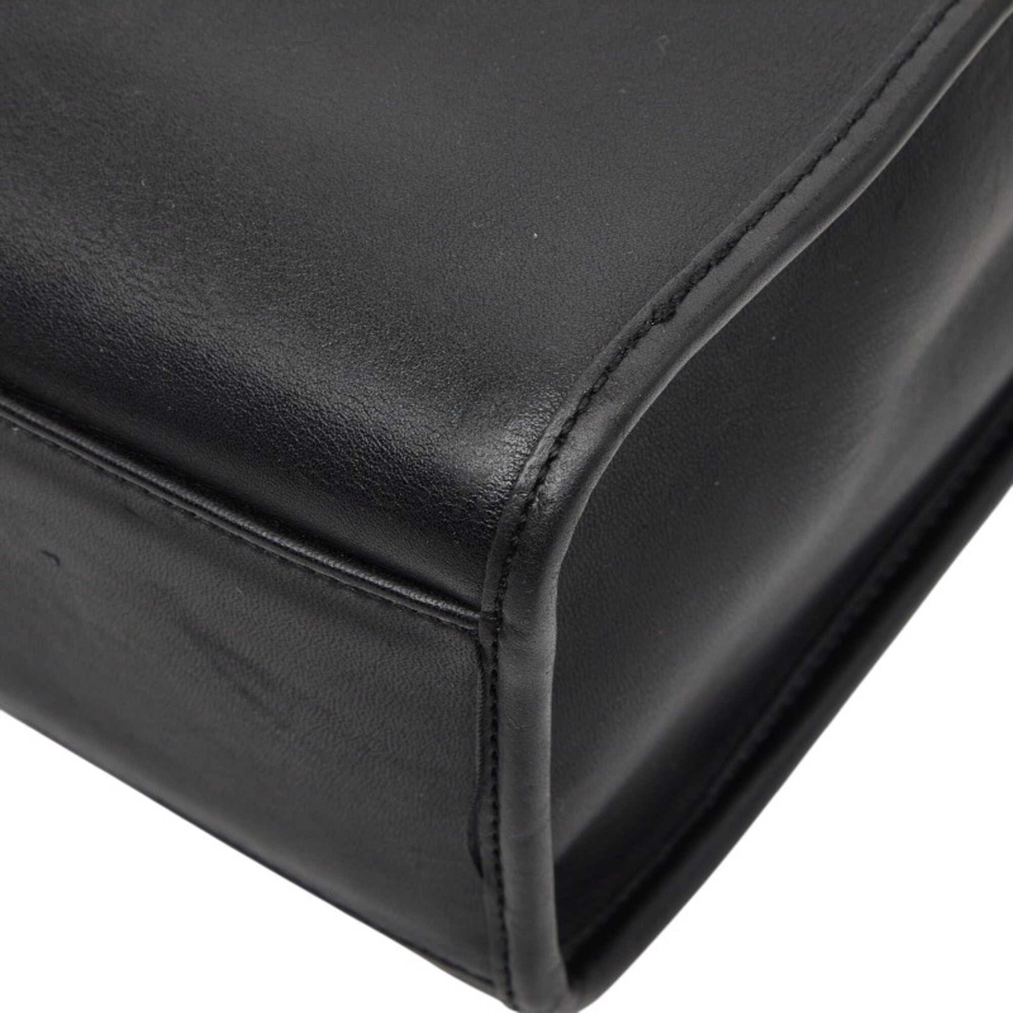Coach Black Leather Shoulder Bag Tote Bag (Pre-Owned)