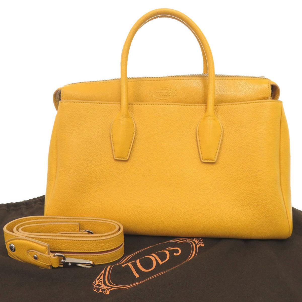 Tod's Yellow Leather Handbag Shoulder Bag (Pre-Owned)