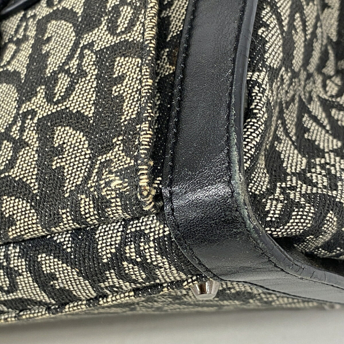 Christian Dior Beige Black Canvas Tote Bag (Pre-Owned)