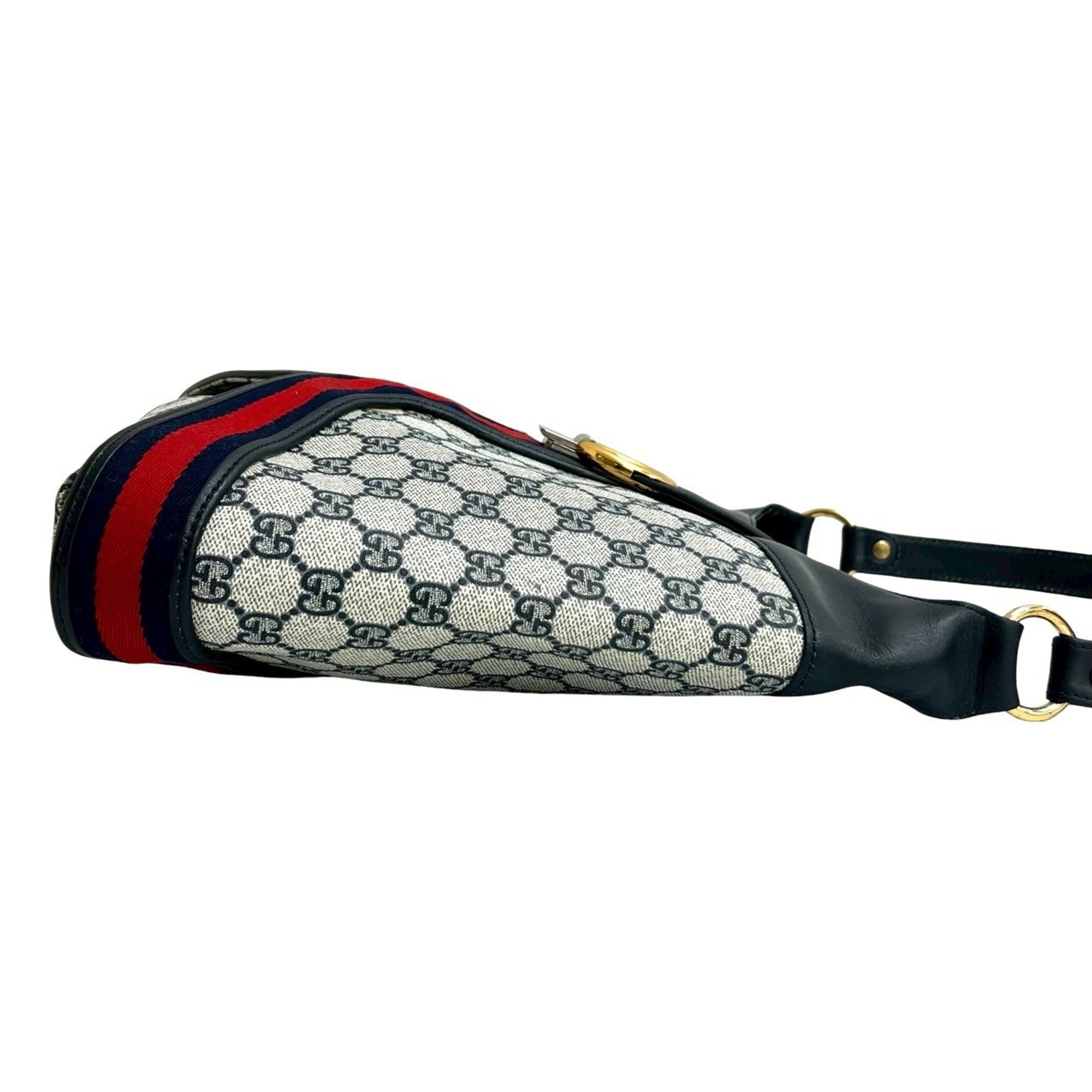 Gucci Navy Red Color Leather Pvc Shoulder Bag (Pre-Owned)