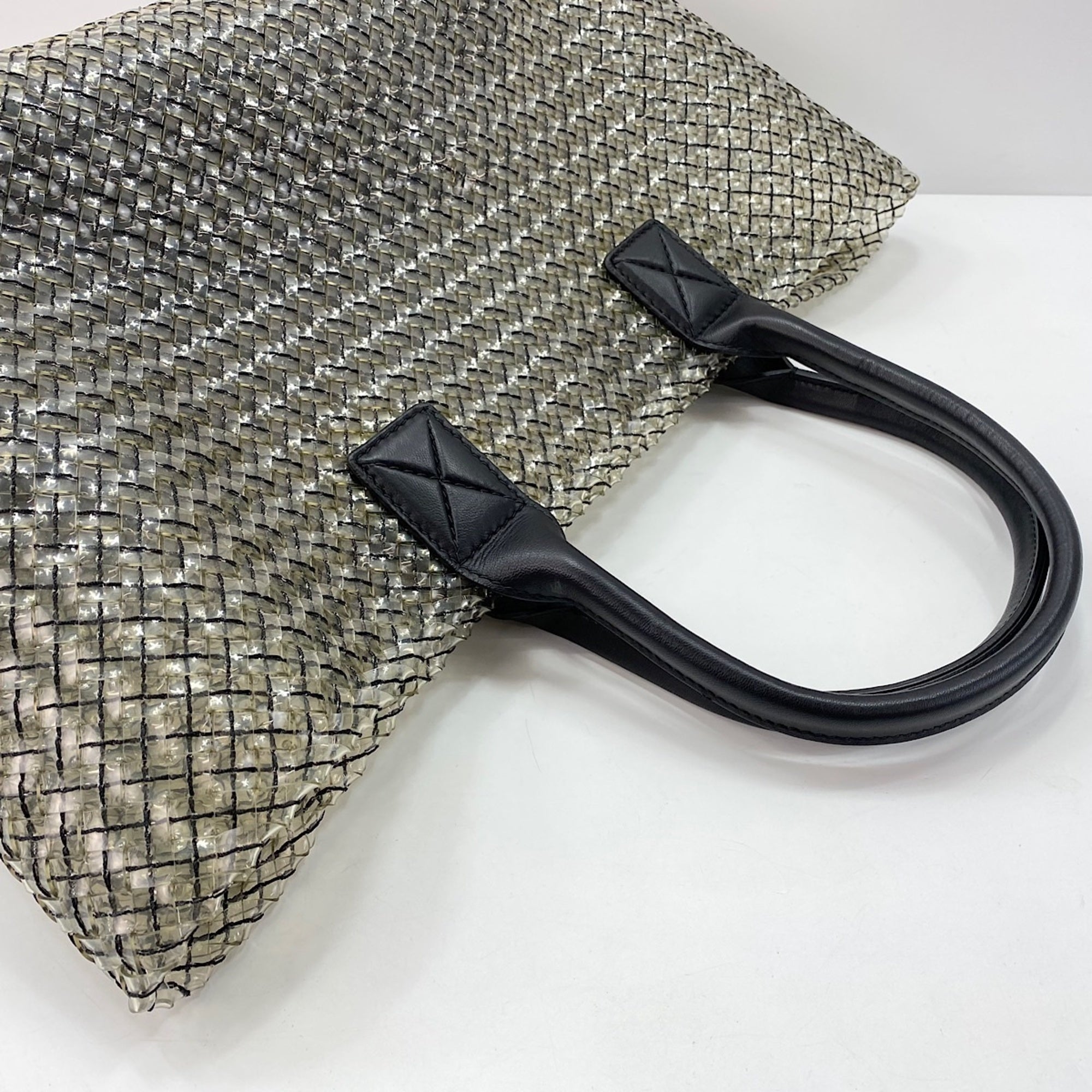 Bottega Veneta Intrecciato Black Pvc Tote Bag (Pre-Owned)