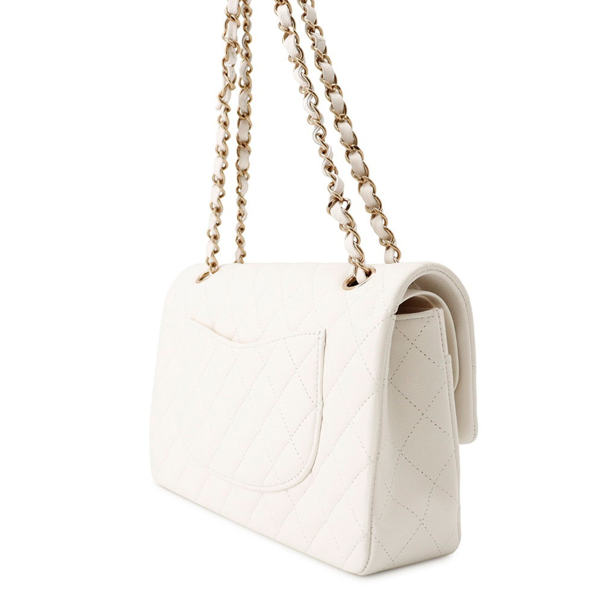 Chanel Matelasse White Grained Calfskin Handbag Shoulder Bag (Pre-Owned)