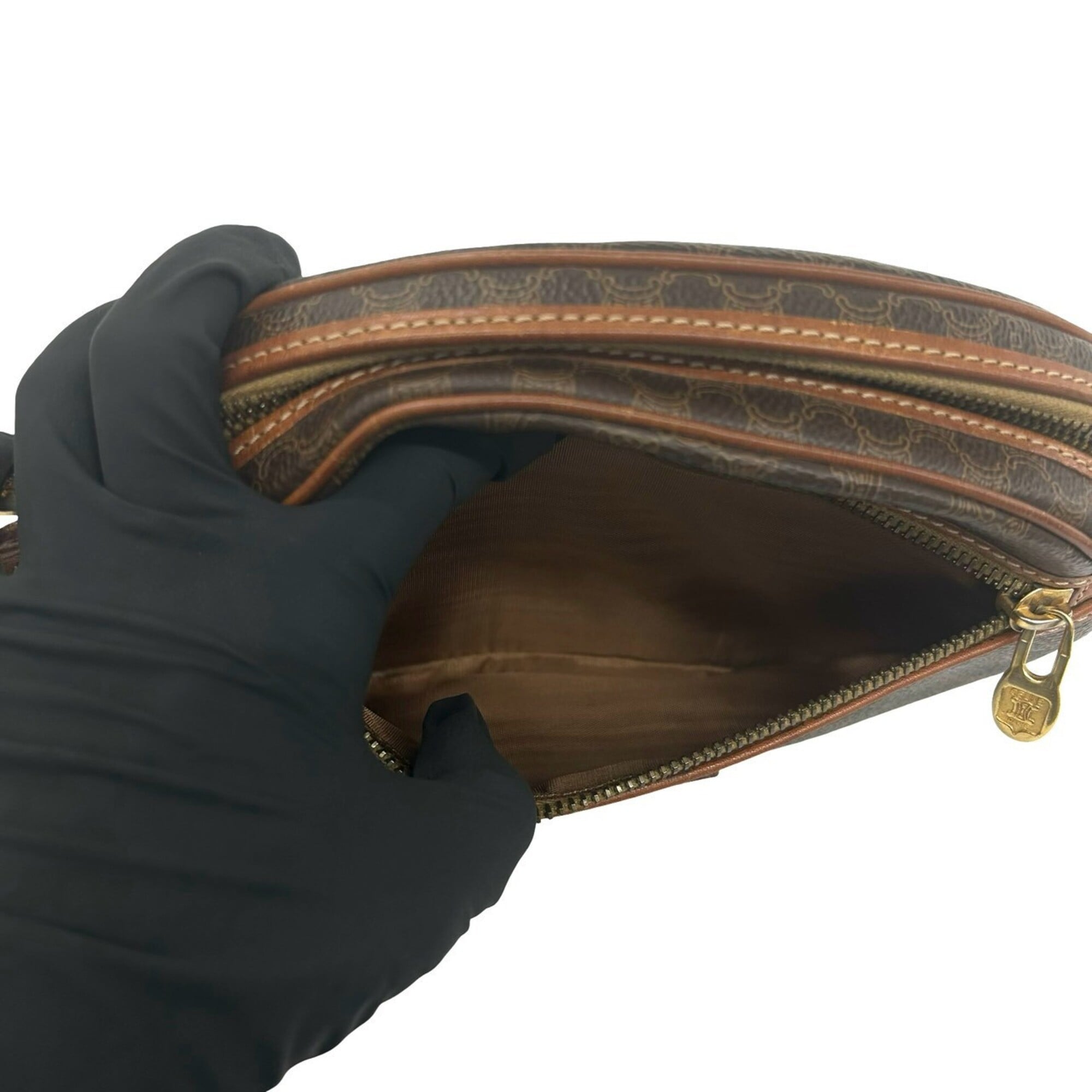 Celine Brown Leather Pvc Pochette Shoulder Bag (Pre-Owned)