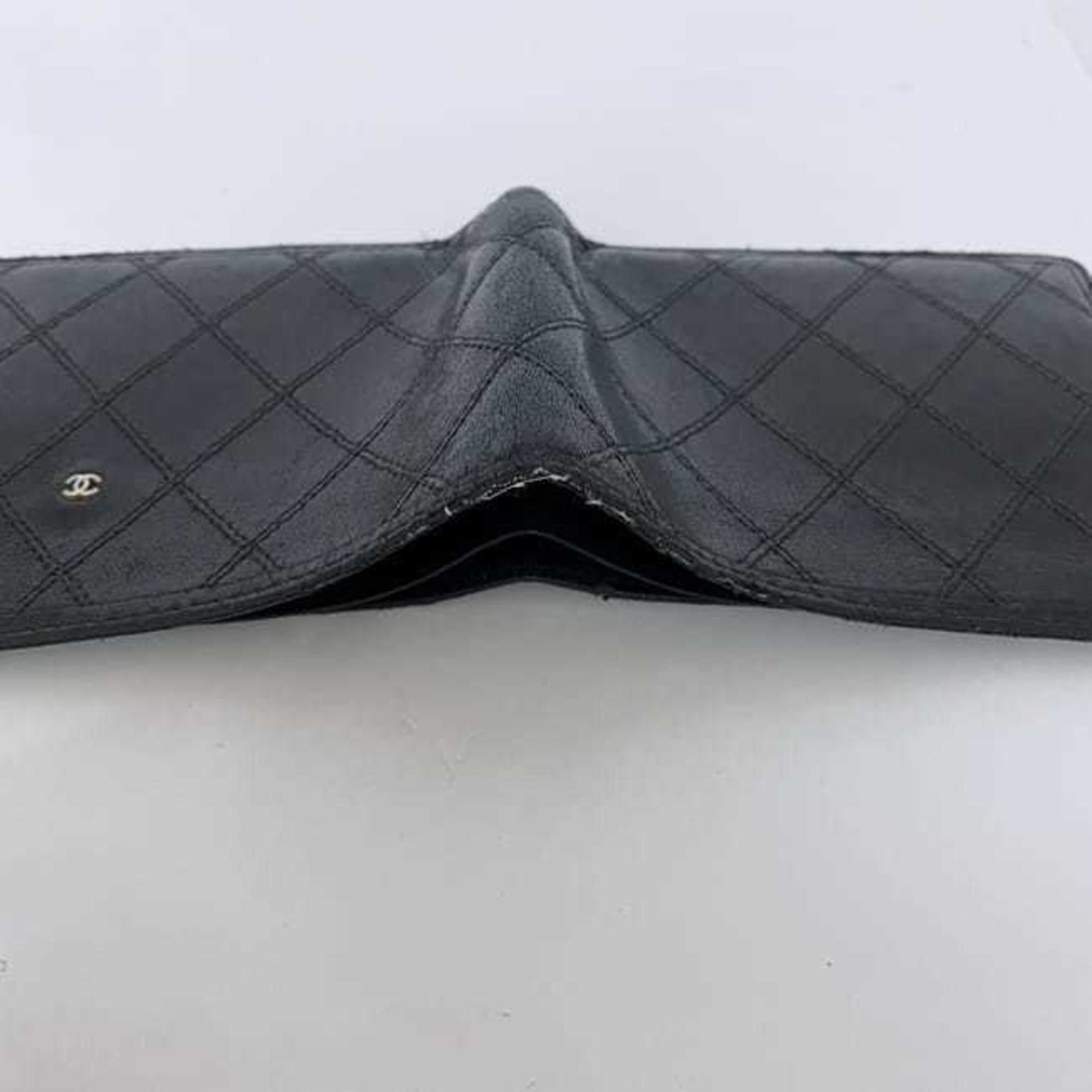 Chanel Black Leather Wallet (Bi-Fold) (Pre-Owned)