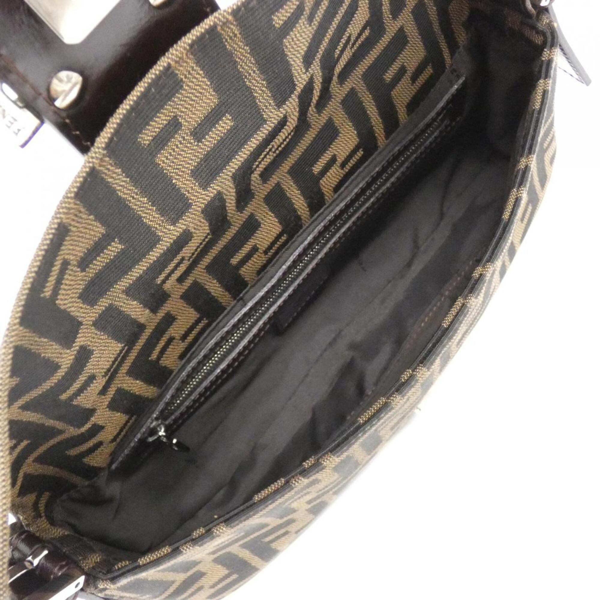 Fendi Baguette Brown Canvas Shoulder Bag (Pre-Owned)