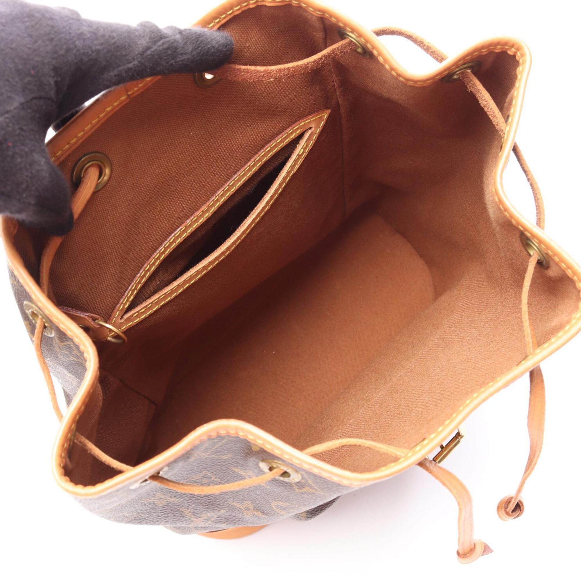 Louis Vuitton Brown Coated Canvas Leather Backpack Handbag (Pre-Owned)