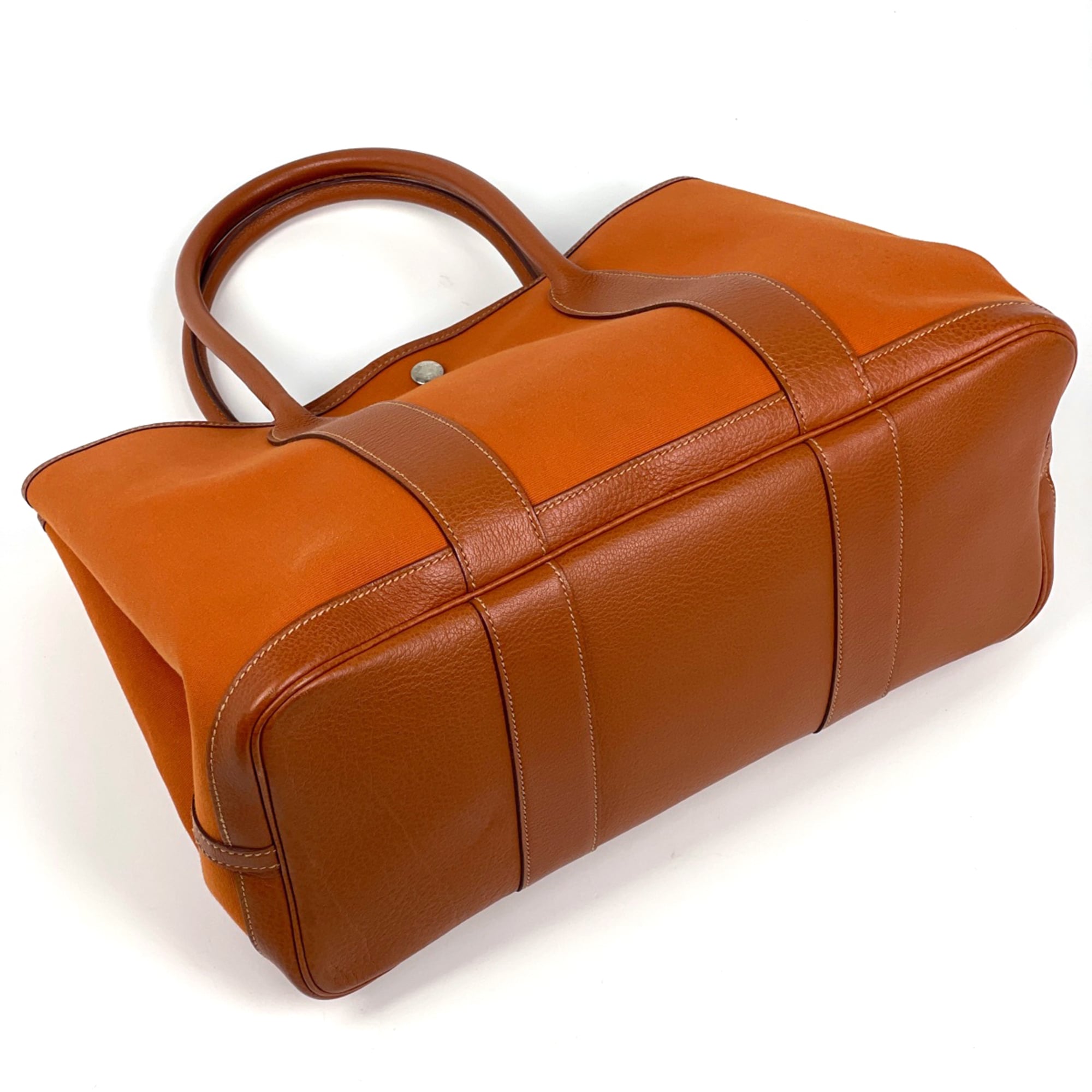 Hermes Garden Orange Potiron Toile Officier Leather Tote Bag (Pre-Owned)