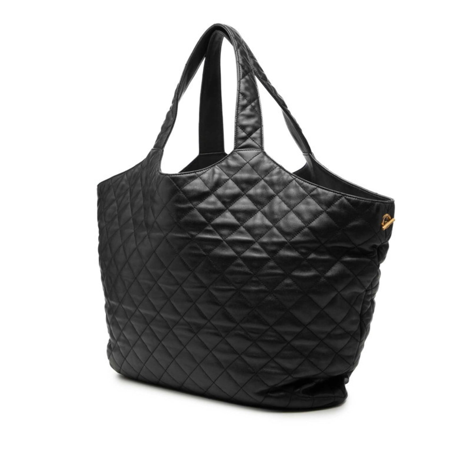 Saint Laurent Black Leather Pouch Shopping Bag Shoulder Bag Tote Bag (Pre-Owned)