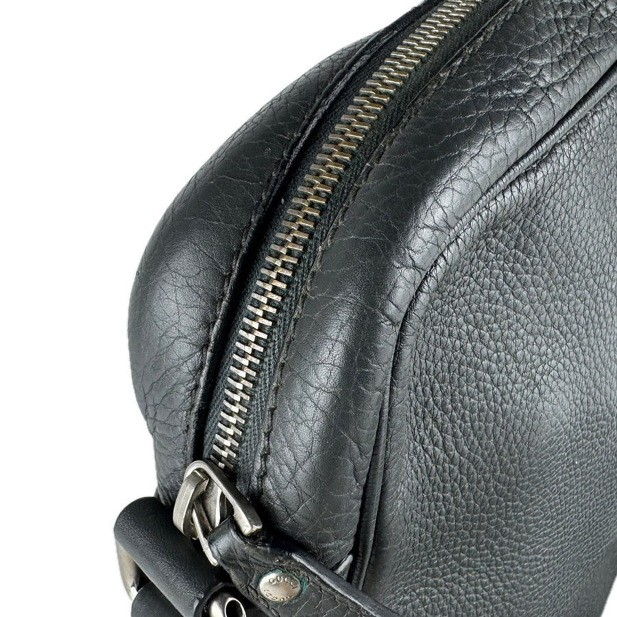 Gucci Dark Gray Leather Shoulder Bag (Pre-Owned)