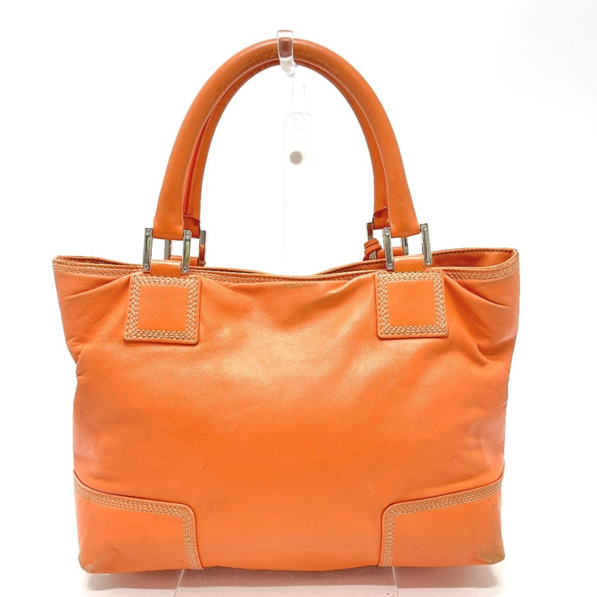 Loewe Amazona Orange Leather Handbag Tote Bag (Pre-Owned)