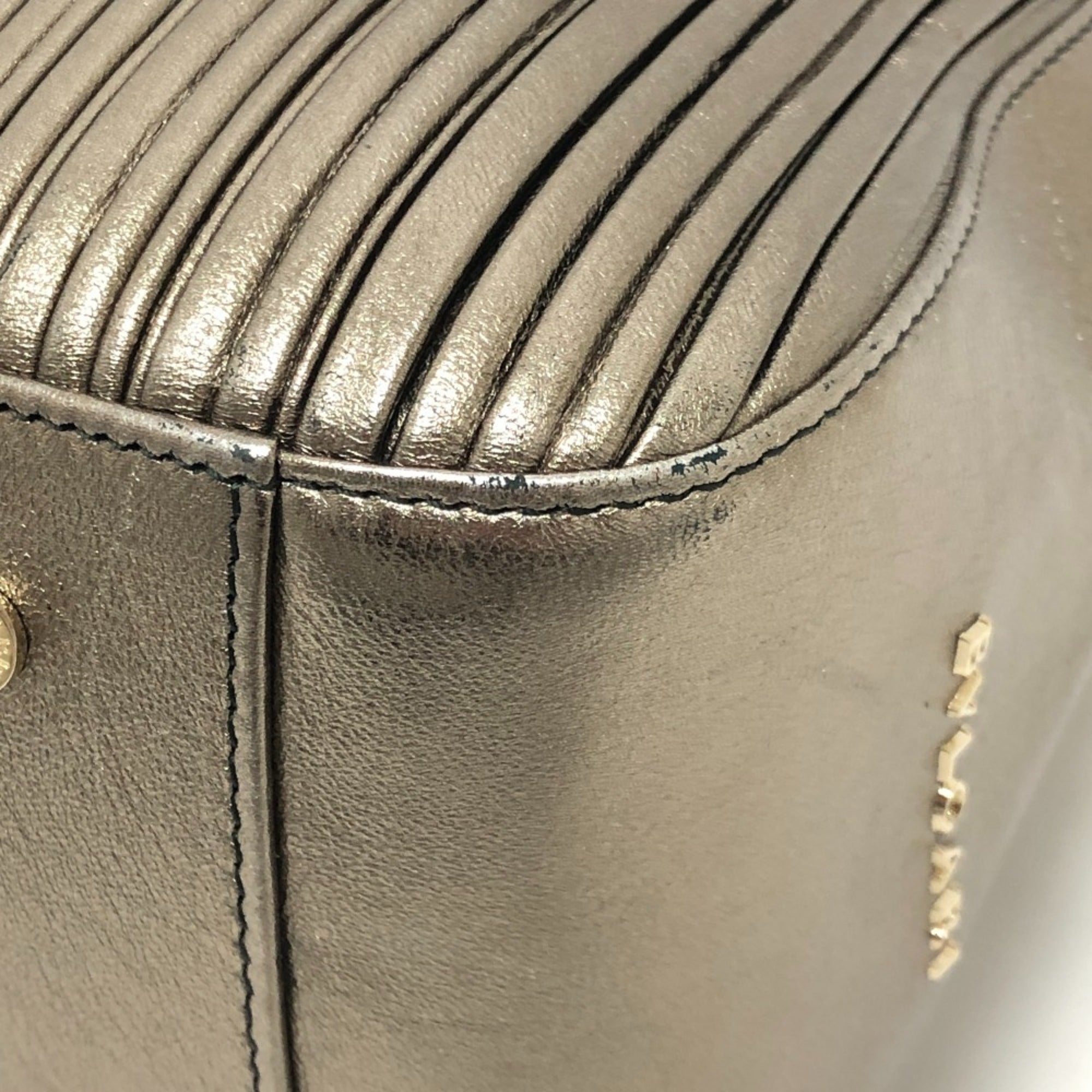 Bvlgari Gold Leather Shoulder Bag Tote Bag (Pre-Owned)