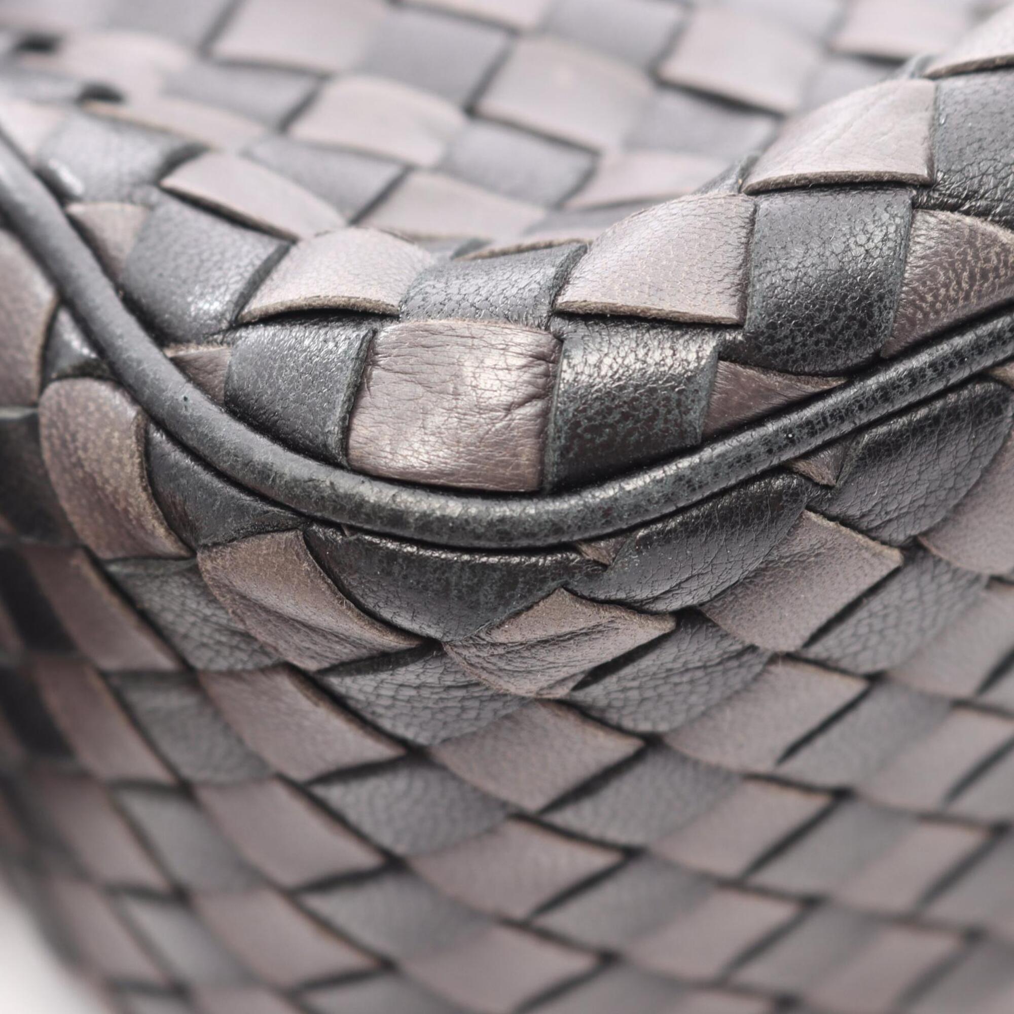 Bottega Veneta Intrecciato Black Gray Intrecciato Handbag Shoulder Bag (Pre-Owned)