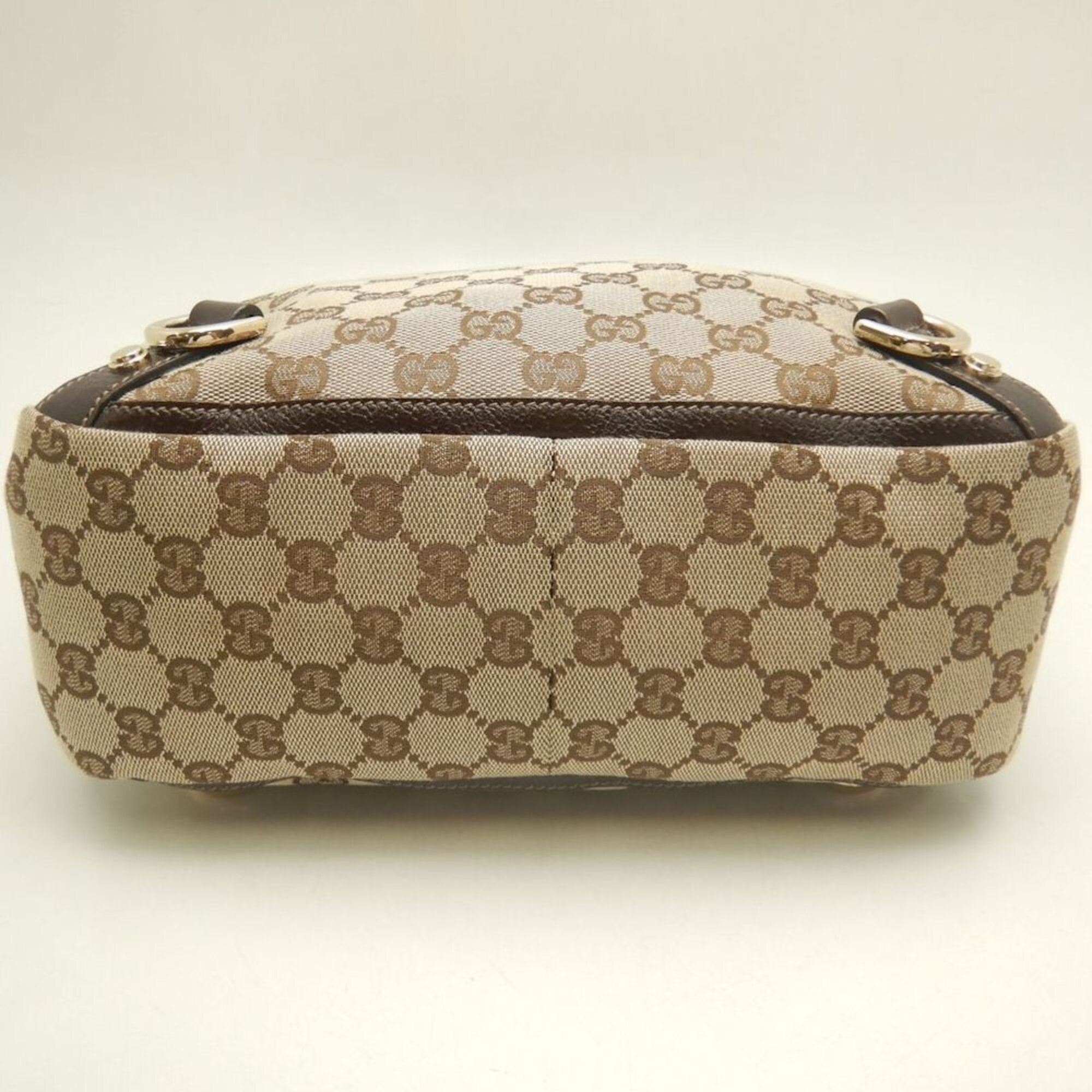 Gucci Abbey Beige Brown Gg Canvas Leather Tote Bag (Pre-Owned)