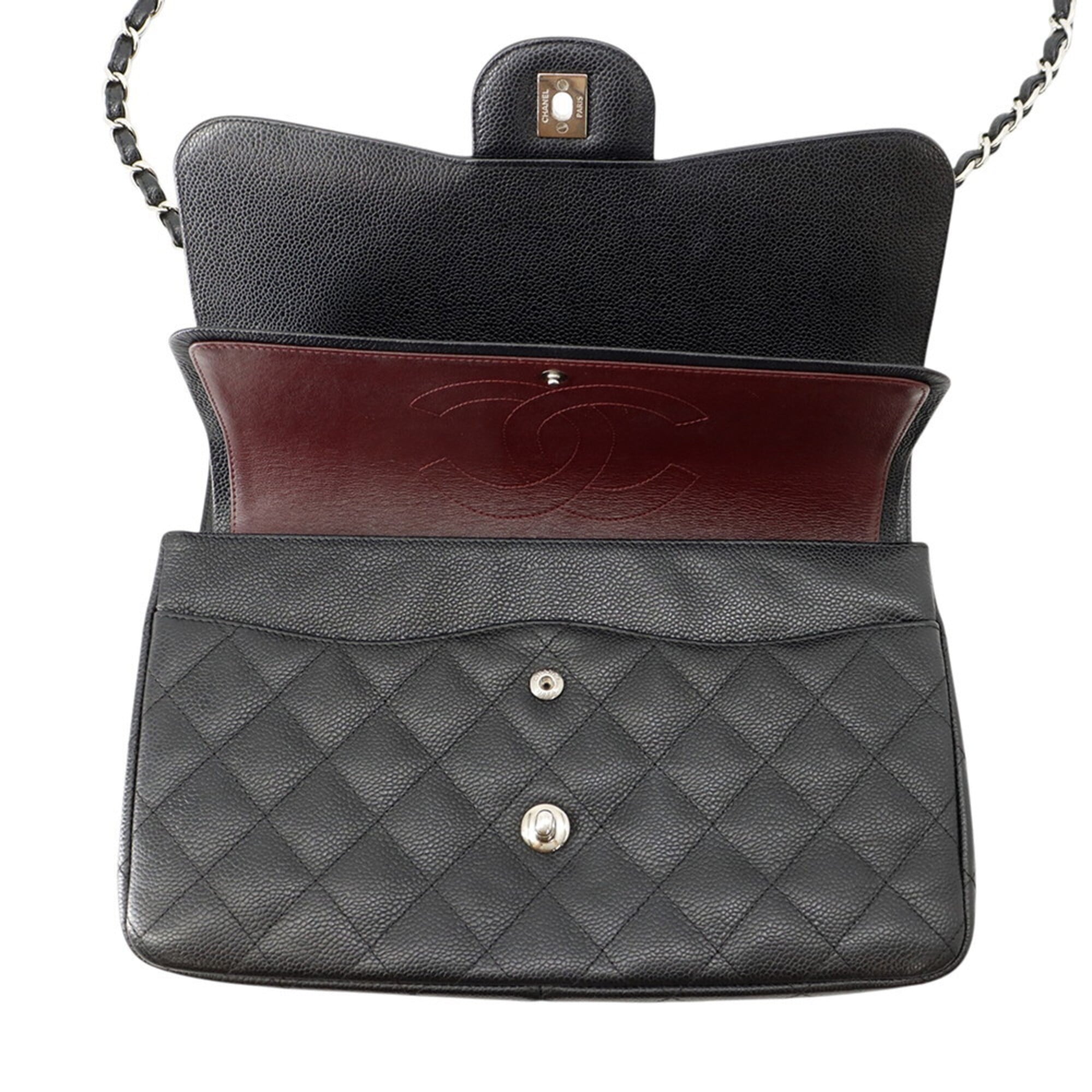 Chanel Black Grained Calfskin Handbag Shoulder Bag (Pre-Owned)