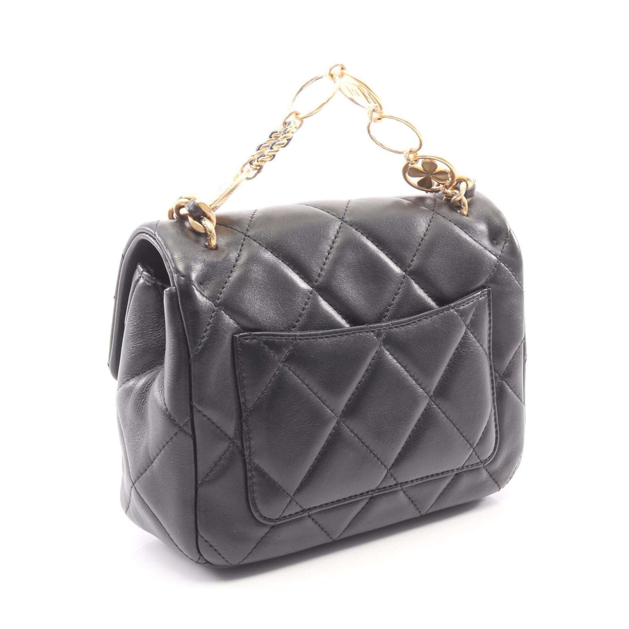 Chanel Black Leather Handbag Shoulder Bag (Pre-Owned)