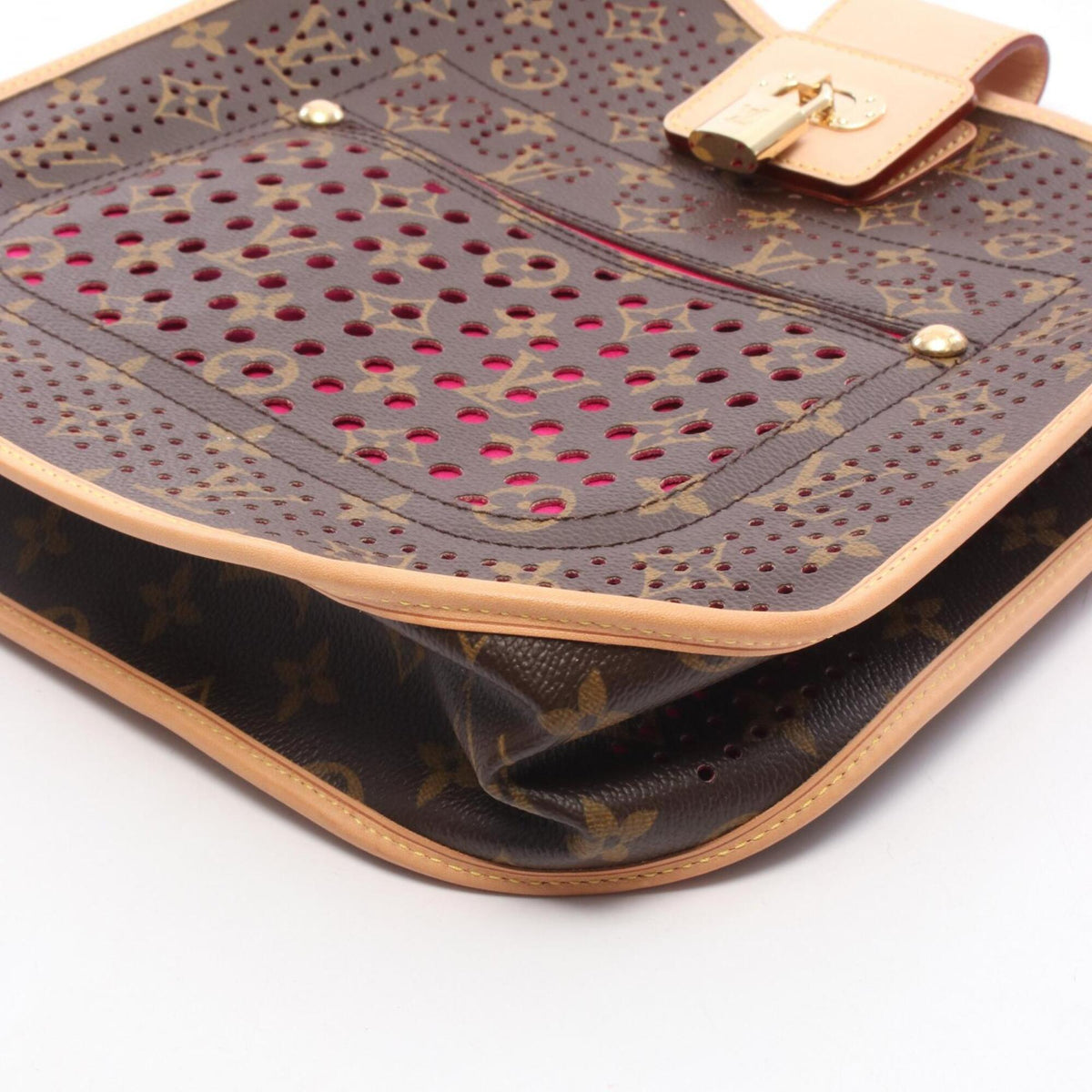Louis Vuitton Brown Fuchsia Monogram Perforated Pvc Leather Handbag Shoulder Bag (Pre-Owned)