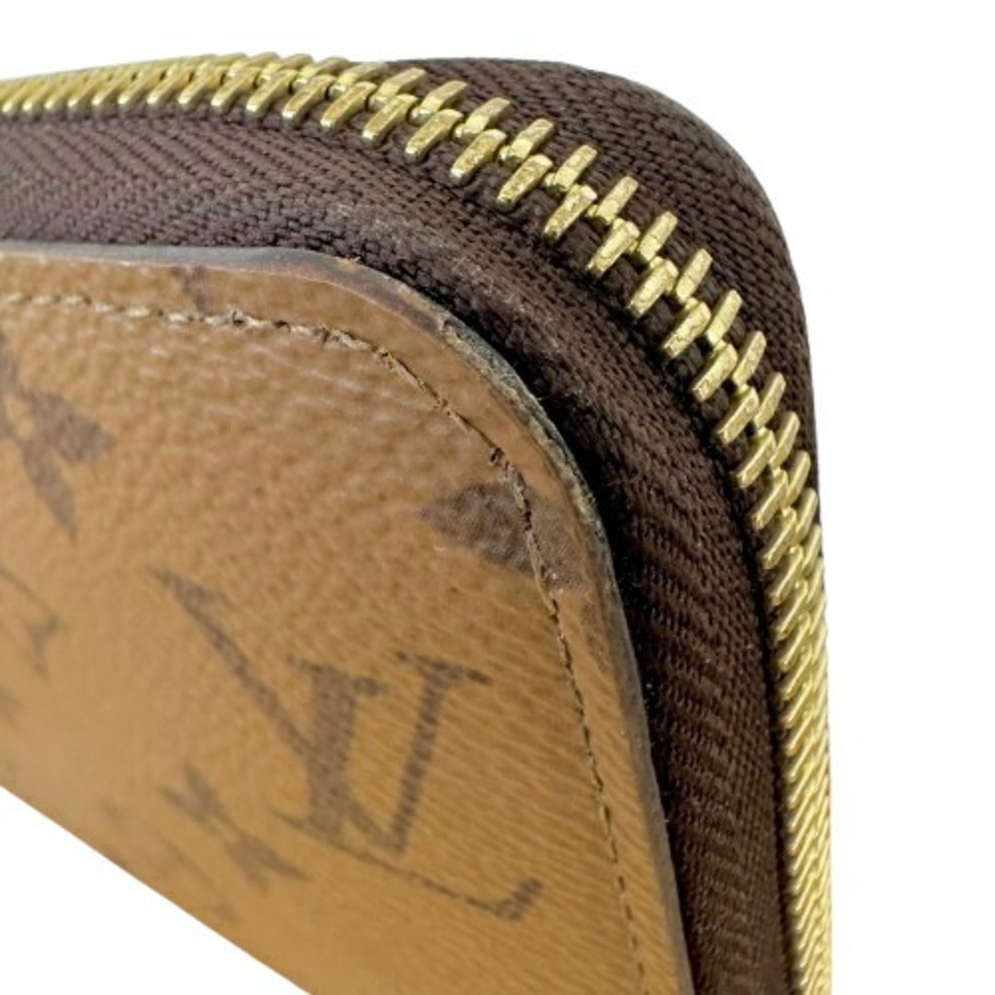 Louis Vuitton Monogram Reverse Brown Leather Long Wallet (Bi-Fold) (Pre-Owned)