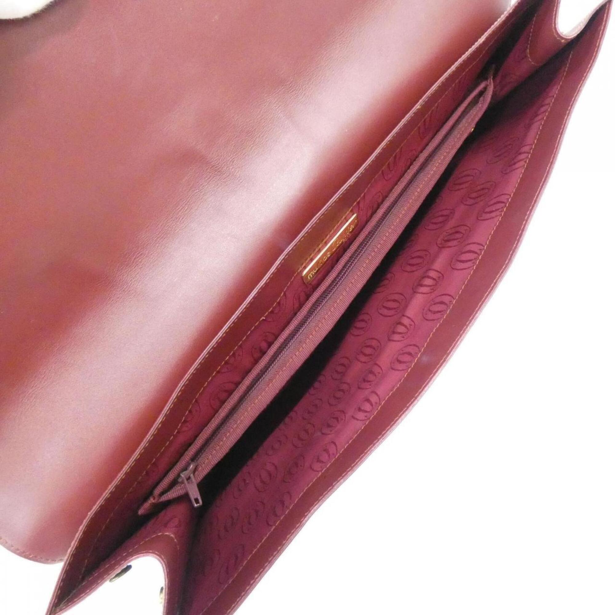 Cartier Bordeaux Leather Handbag (Pre-Owned)