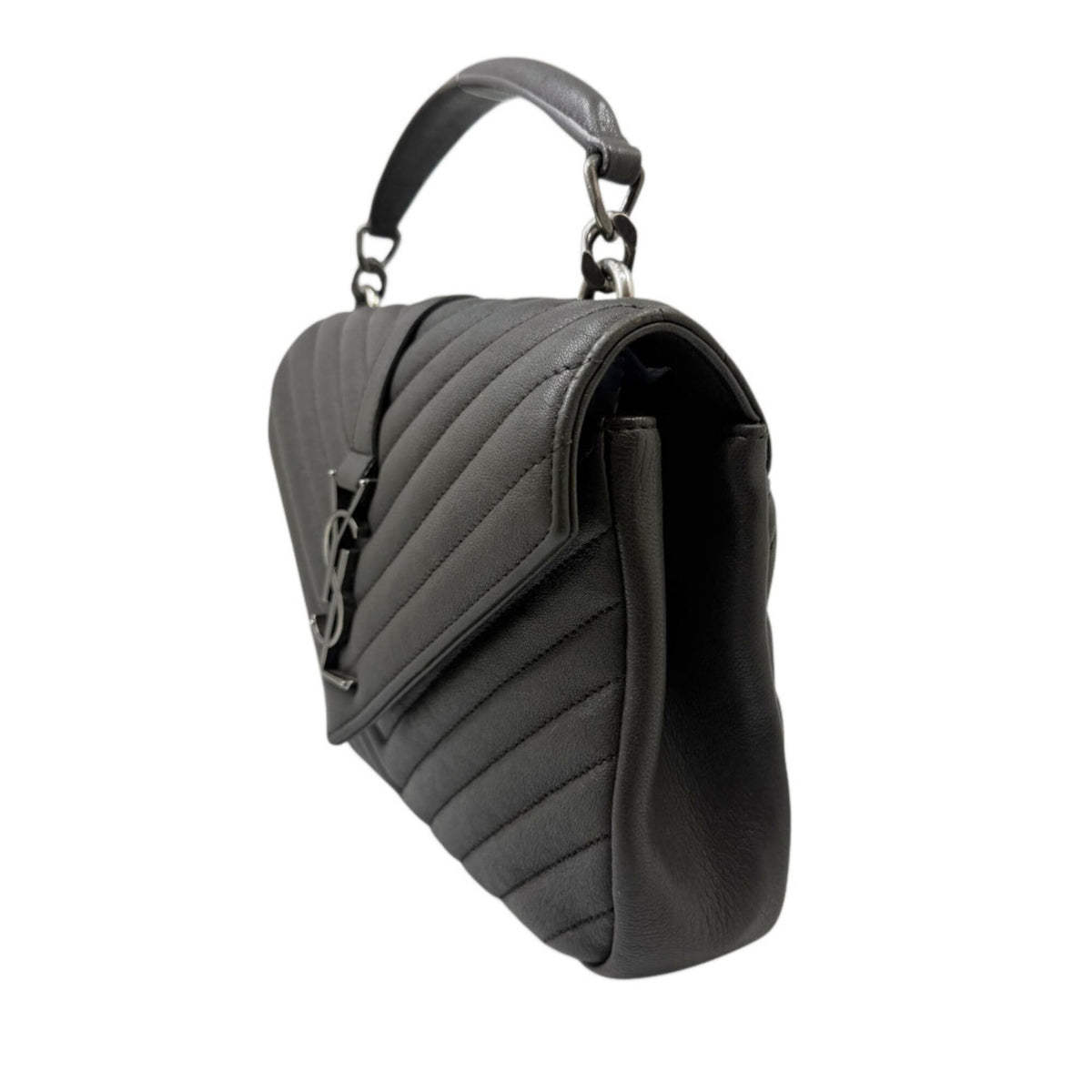 Saint Laurent Dark Gray Leather Shoulder Bag (Pre-Owned)