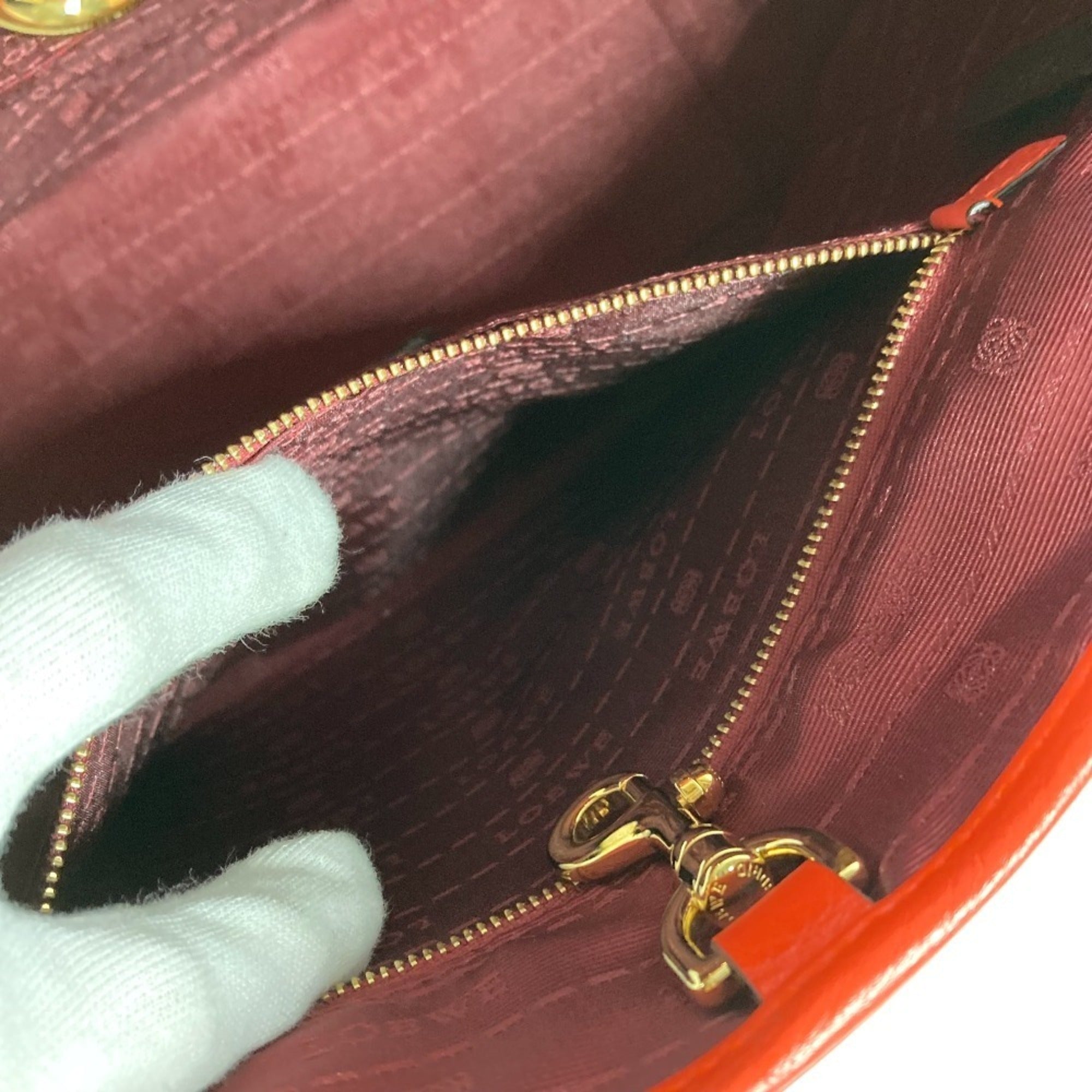 Loewe Orange Red Leather Shoulder Bag Tote Bag (Pre-Owned)
