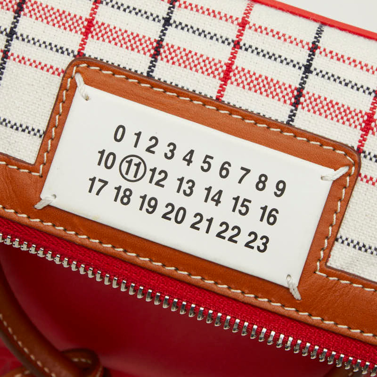 Maison Margiela Red Brown Rubber Leather Canvas Handbag Shoulder Bag (Pre-Owned)