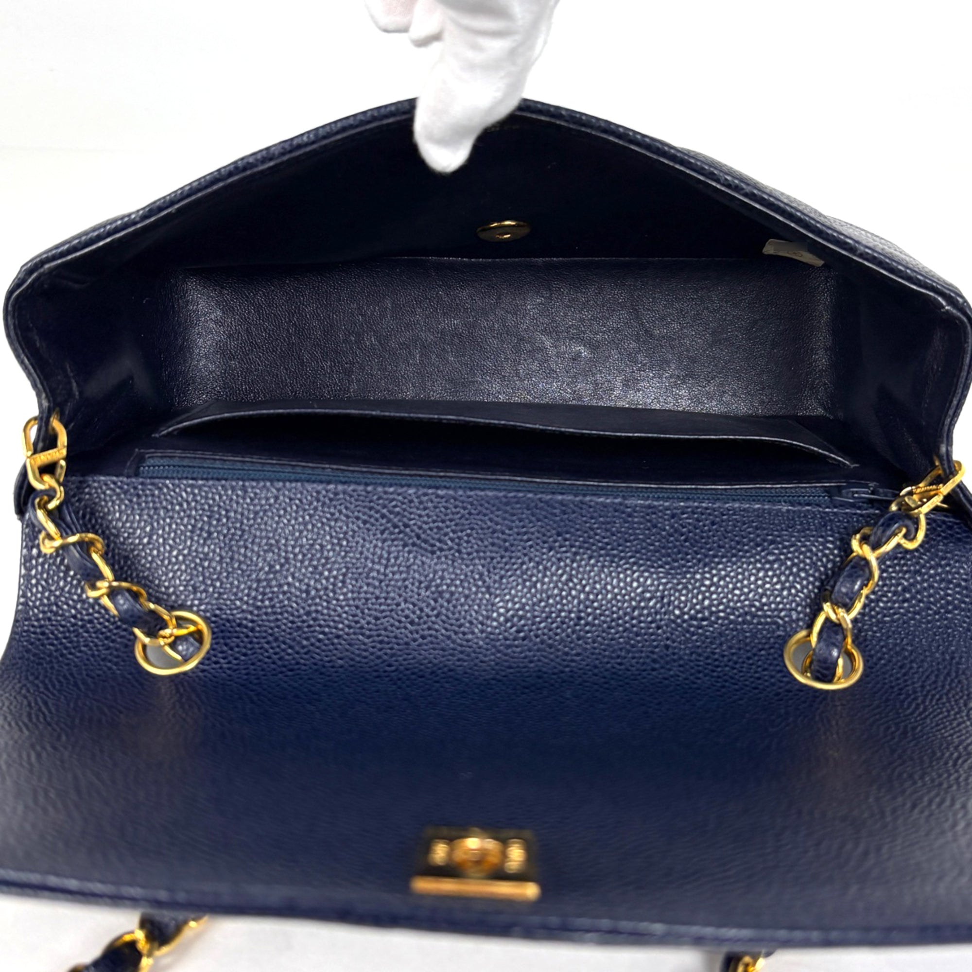 Chanel Matelasse Navy Grained Calfskin Shoulder Bag (Pre-Owned)