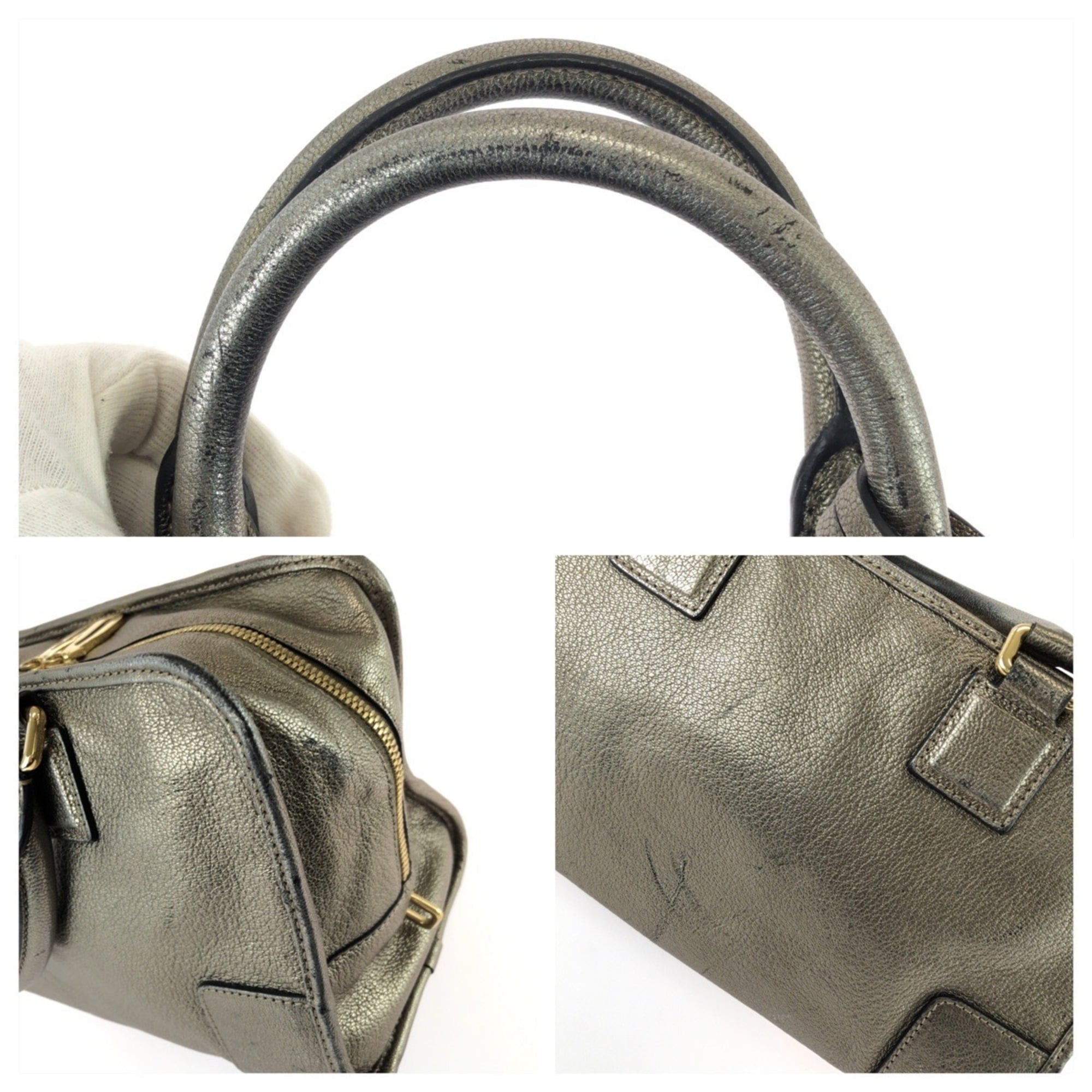 Loewe Gold Silver Leather Handbag (Pre-Owned)