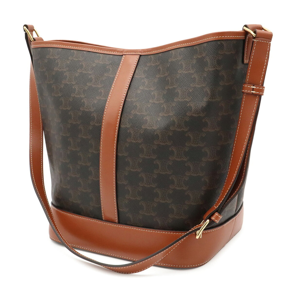 Celine Brown Canvas Shoulder Bag (Pre-Owned)