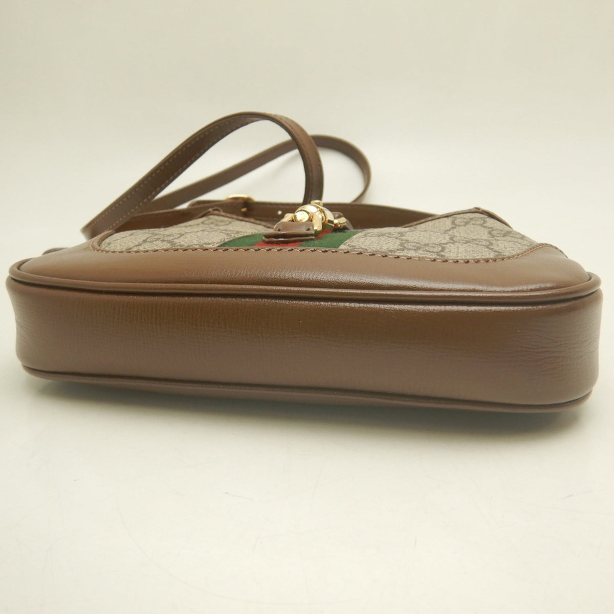 Gucci Beige Brown Gg Supreme Canvas Leather Shoulder Bag (Pre-Owned)