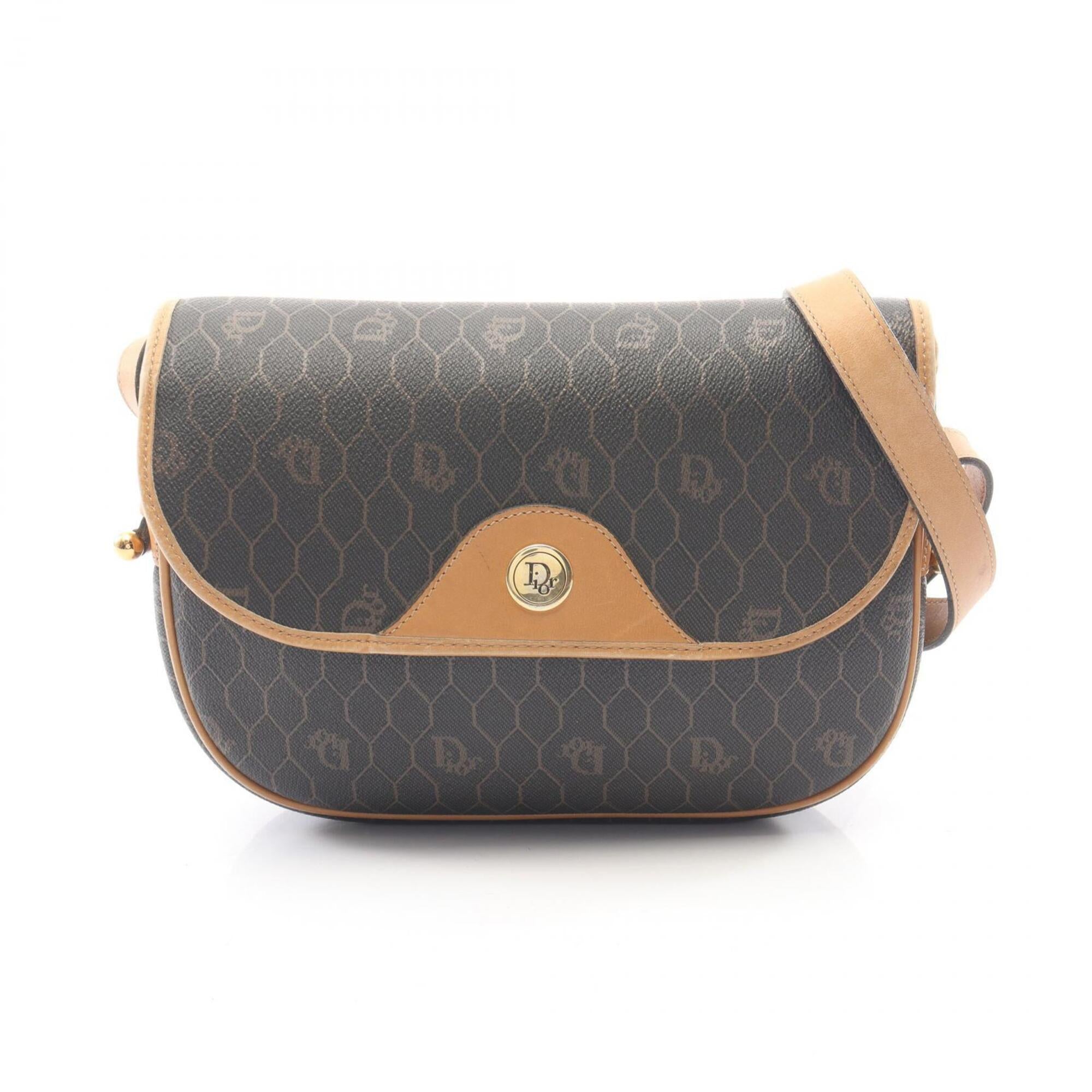 Christian Dior Black Brown Coated Canvas Pvc Leather Handbag Shoulder Bag (Pre-Owned)