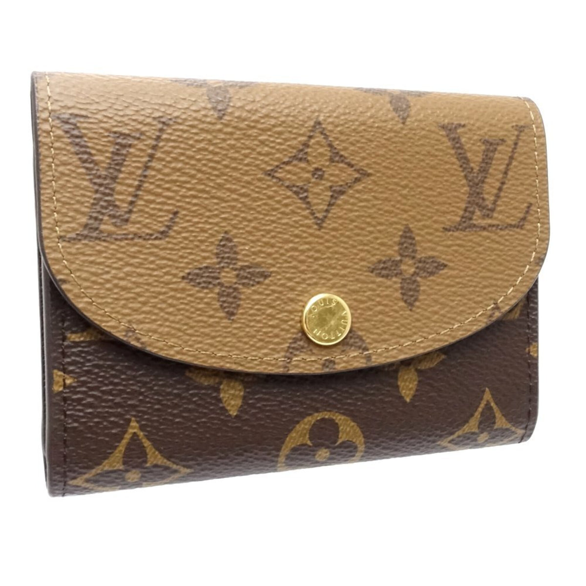Louis Vuitton Beige Brown Monogram Reverse Monogram Reverse Coin Purse/Coin Case (Pre-Owned)
