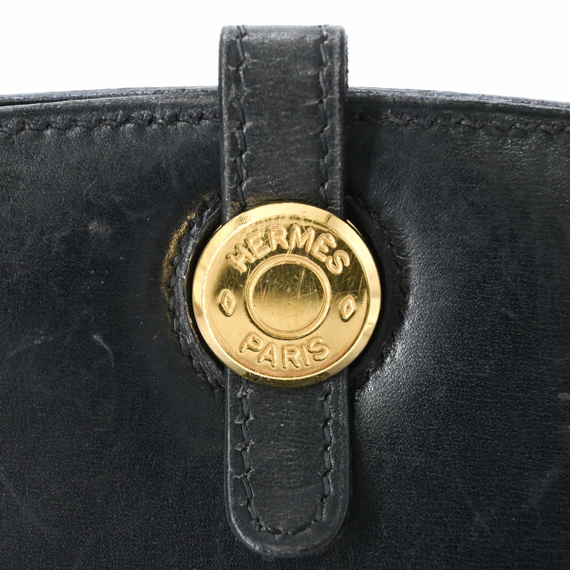 Hermes Dalvy Black Box Calf Leather Handbag (Pre-Owned)