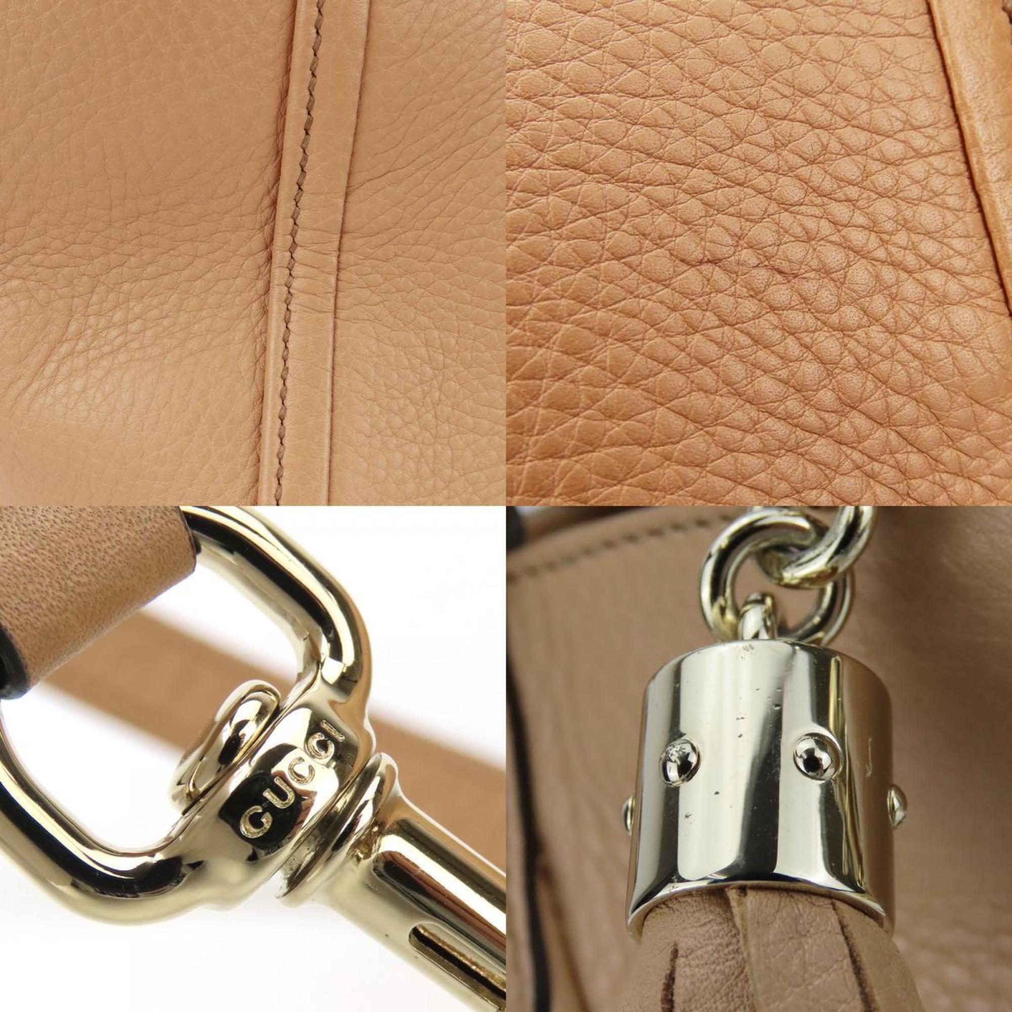Gucci Beige Leather Handbag Shoulder Bag (Pre-Owned)