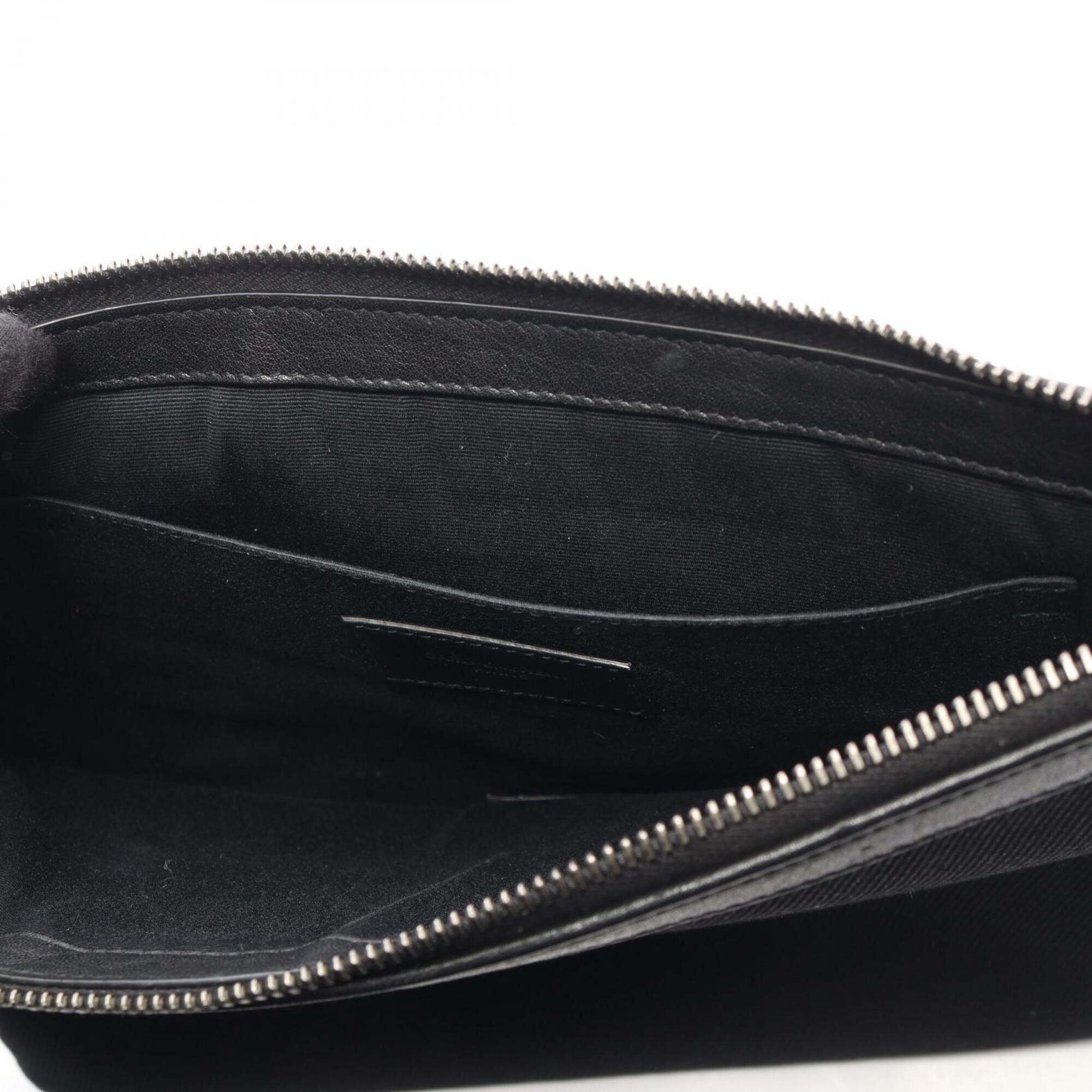 Yves Saint Laurent Black Canvas Leather Clutch Bag Handbag (Pre-Owned)