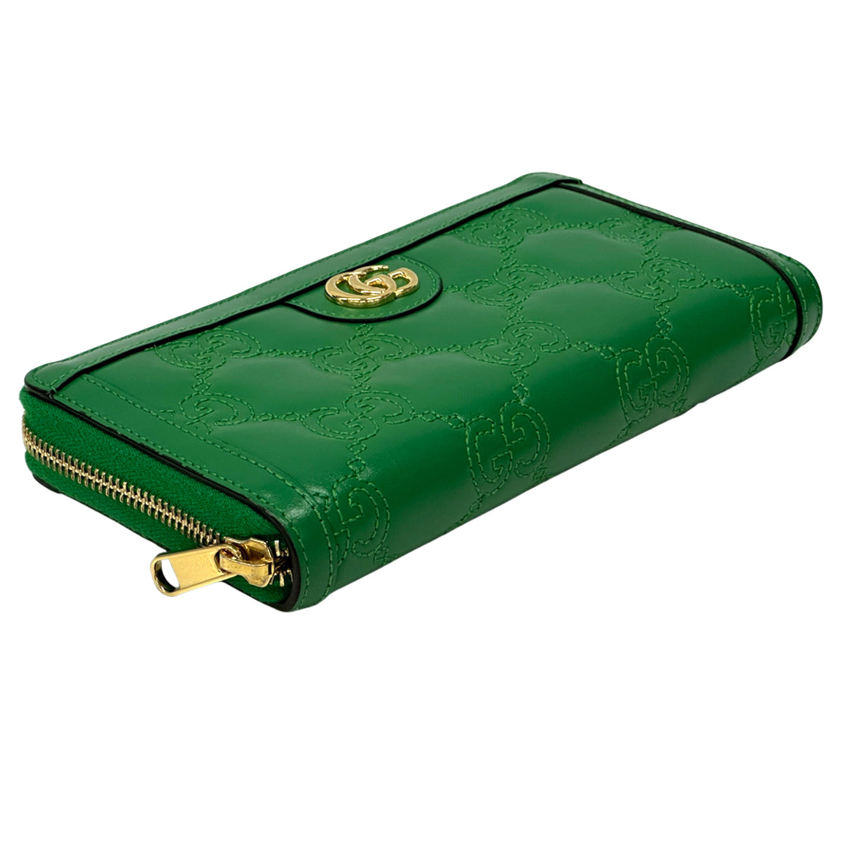 Gucci Green Leather Long Wallet (Bi-Fold) (Pre-Owned)