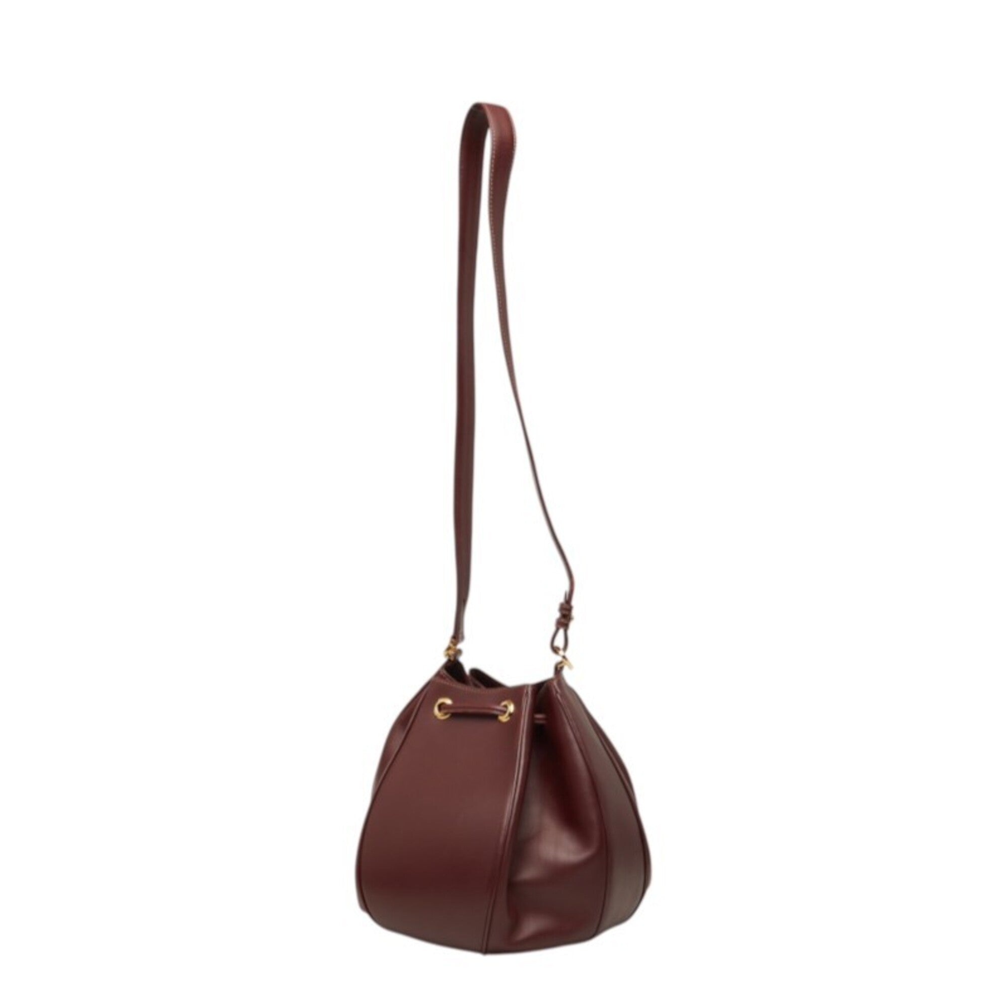 Cartier Bordeaux Wine Red Leather Shoulder Bag (Pre-Owned)