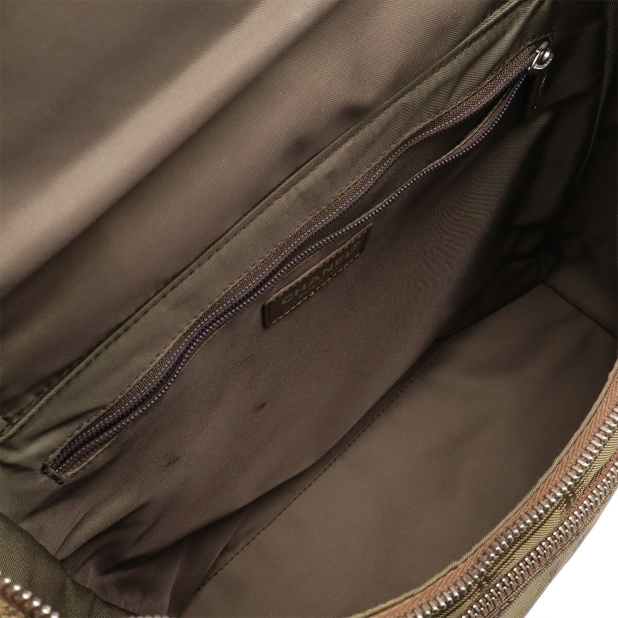 Chanel Khaki New Travel Line Leather Backpack Shoulder Bag (Pre-Owned)