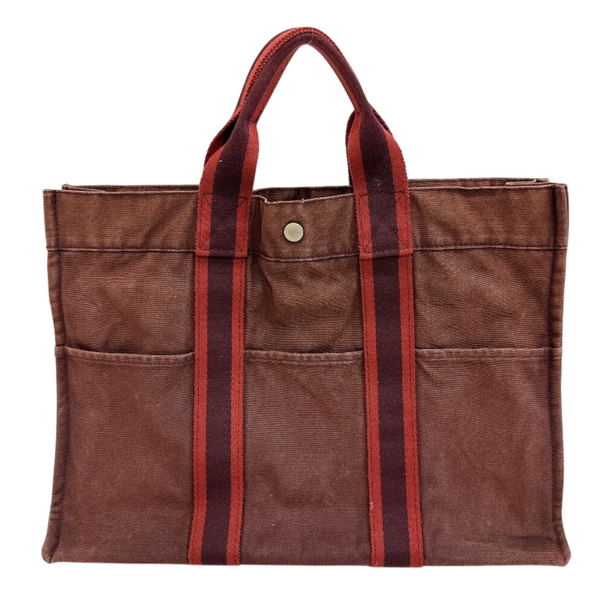Hermes Red Color Wine Canvas Tote Bag (Pre-Owned)